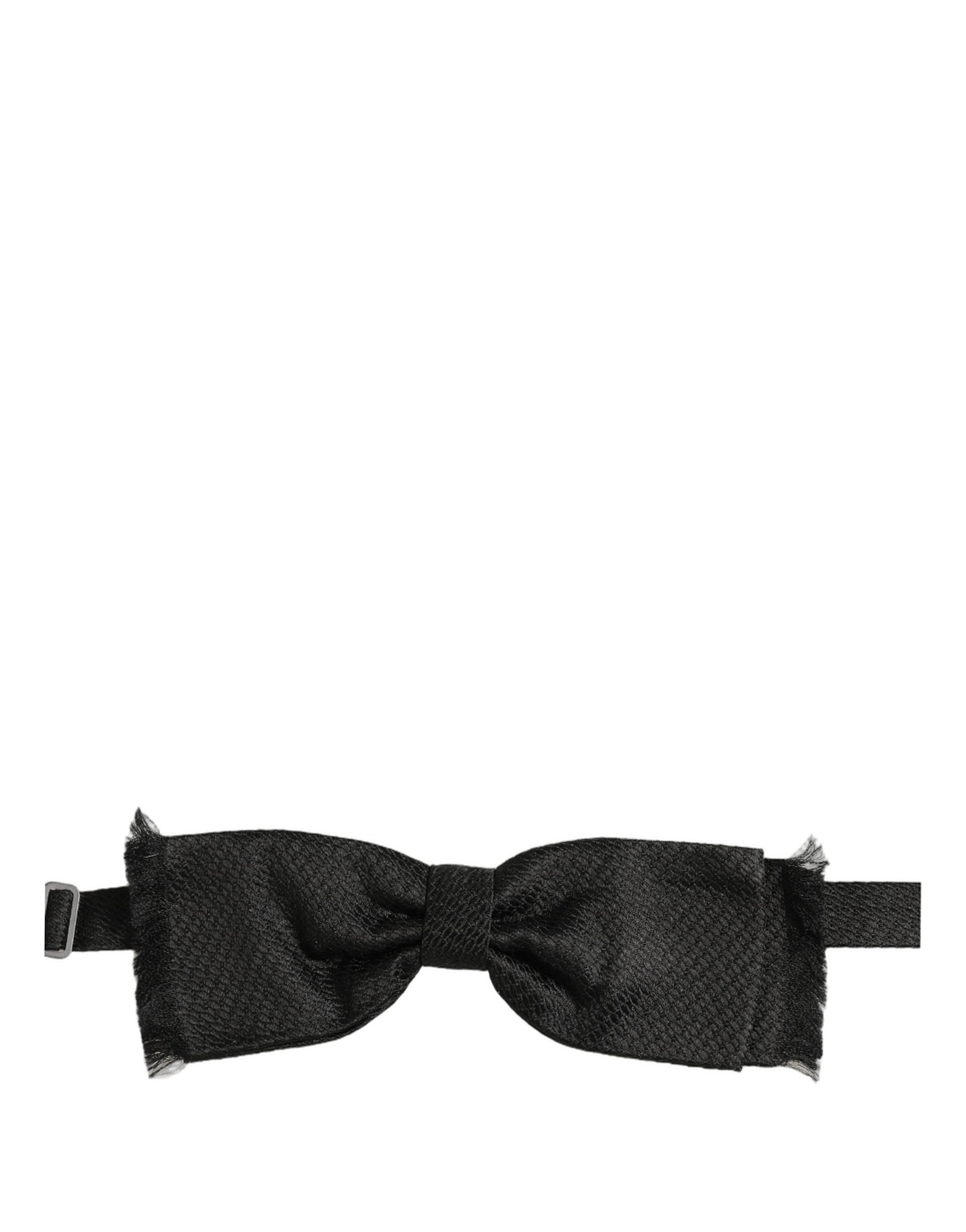 Dolce & Gabbana Men Black 100% SIlk Adjustable Neck Papillon Bow Tie