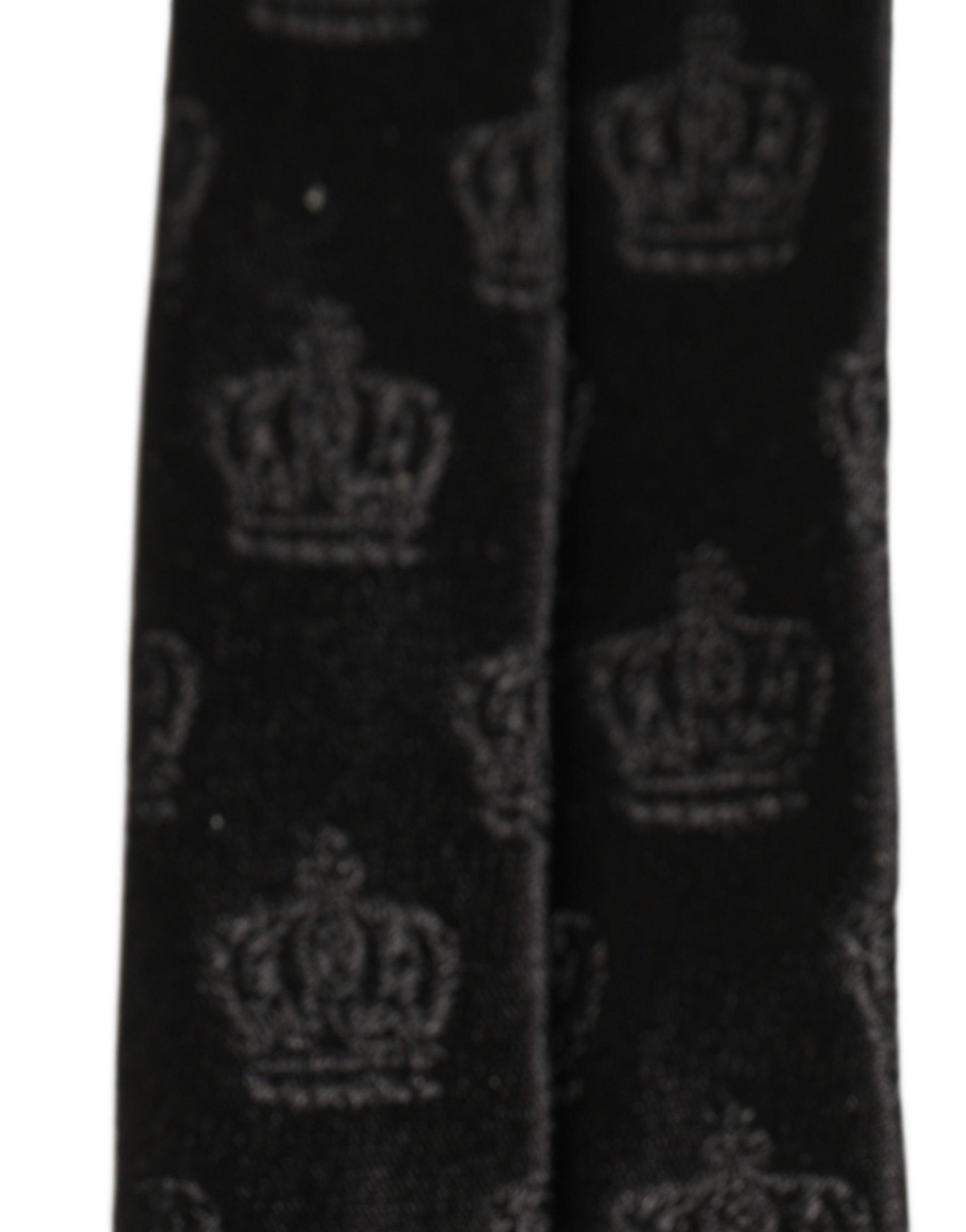 Dolce & Gabbana Men Black Crown Print Silk Adjustable Tied Necktie Tie