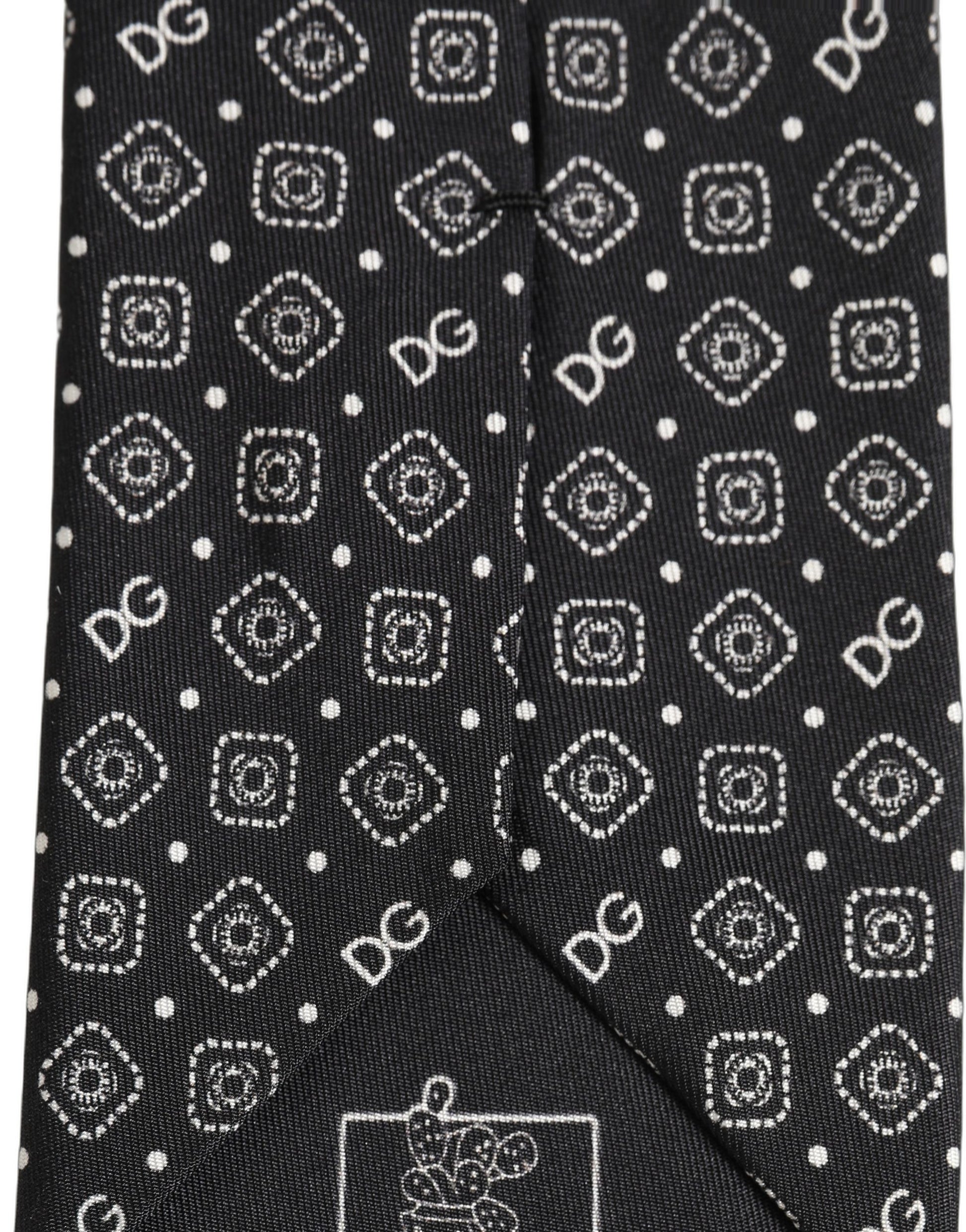 Dolce & Gabbana Men Black DG Logo 100% Silk Adjustable Tied Necktie Tie