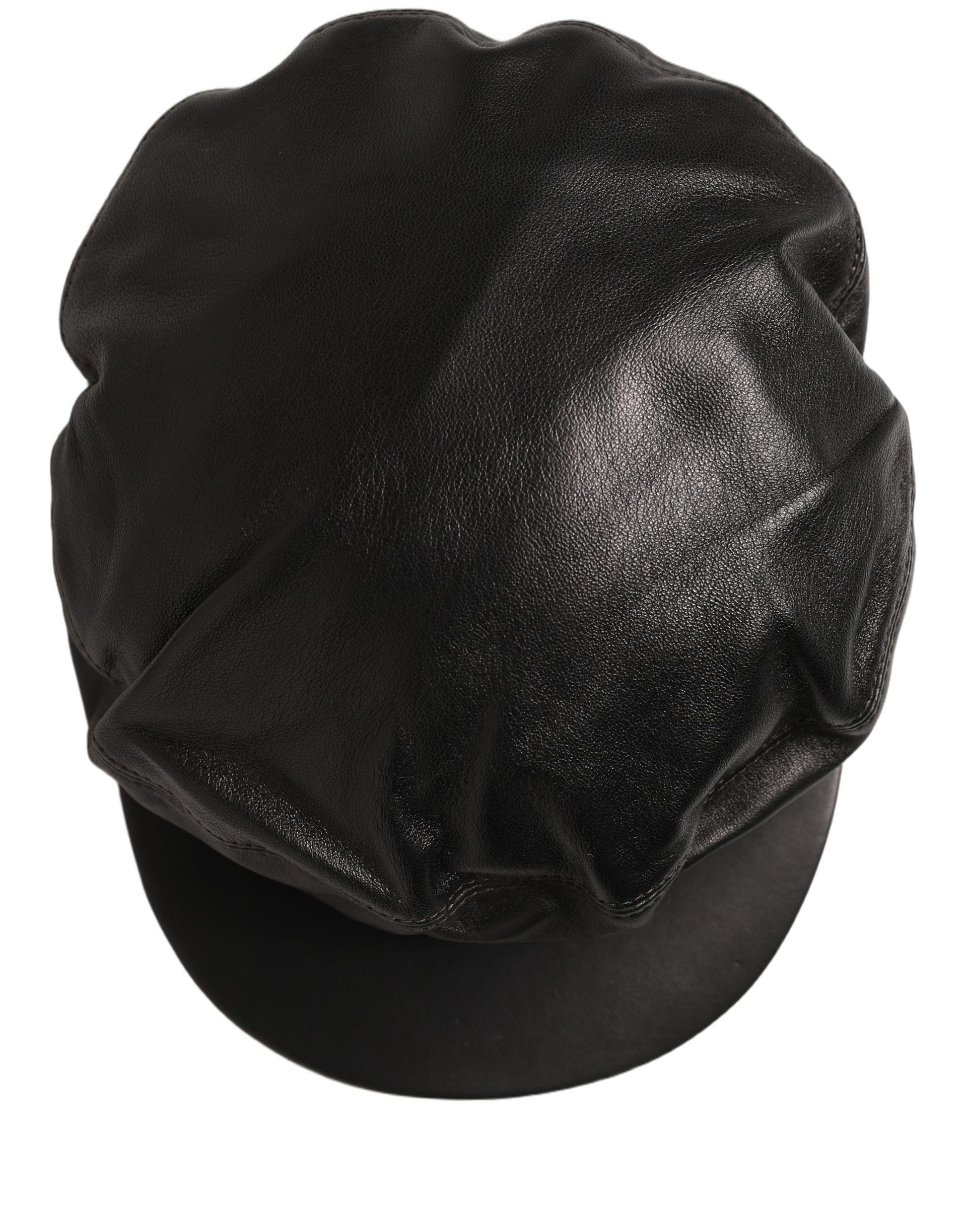 Dolce & Gabbana Black Lambskin Leather Newsboy Capello Hat