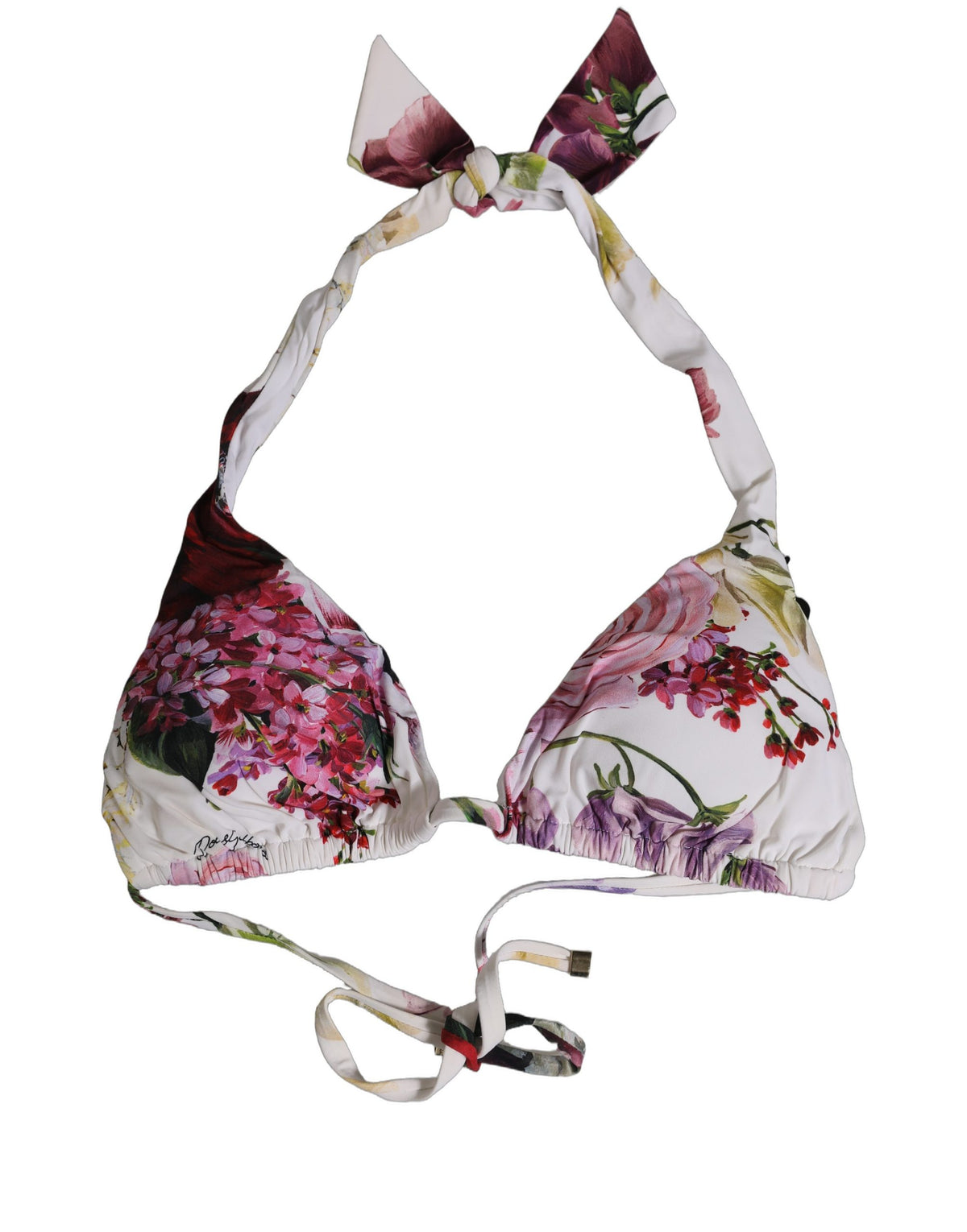 Dolce & Gabbana weißer, geblümter Triangel-Bikini-Oberteil