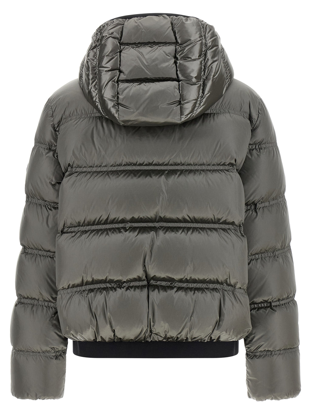 Moncler Graue Polyamid-Jacke in voller Länge