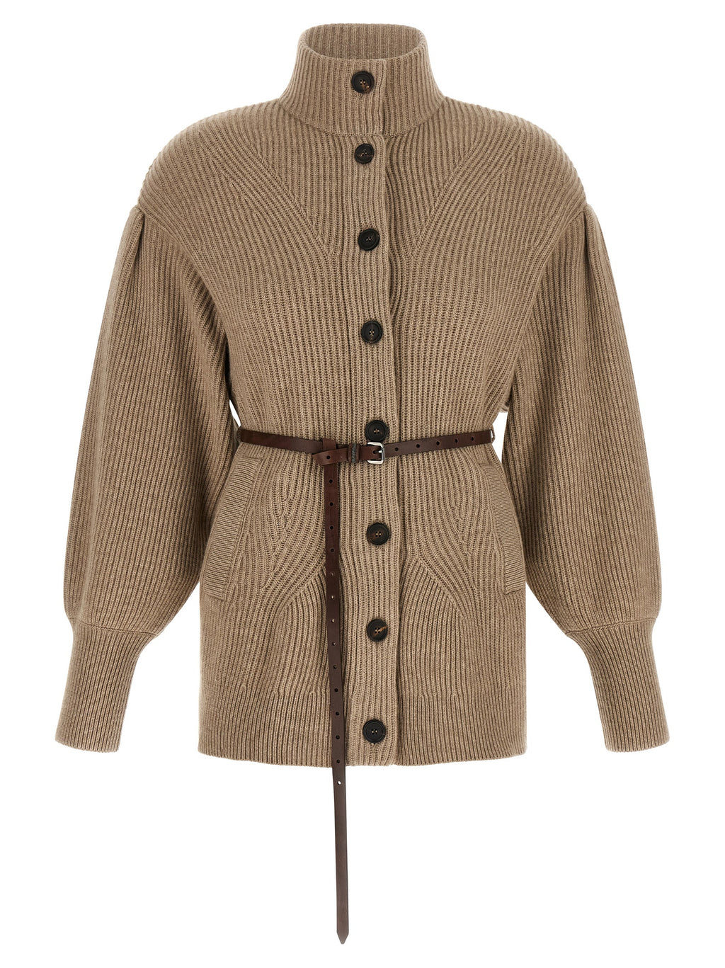 Brunello Cucinelli Beigefarbener Cardigan aus Schurwolle
