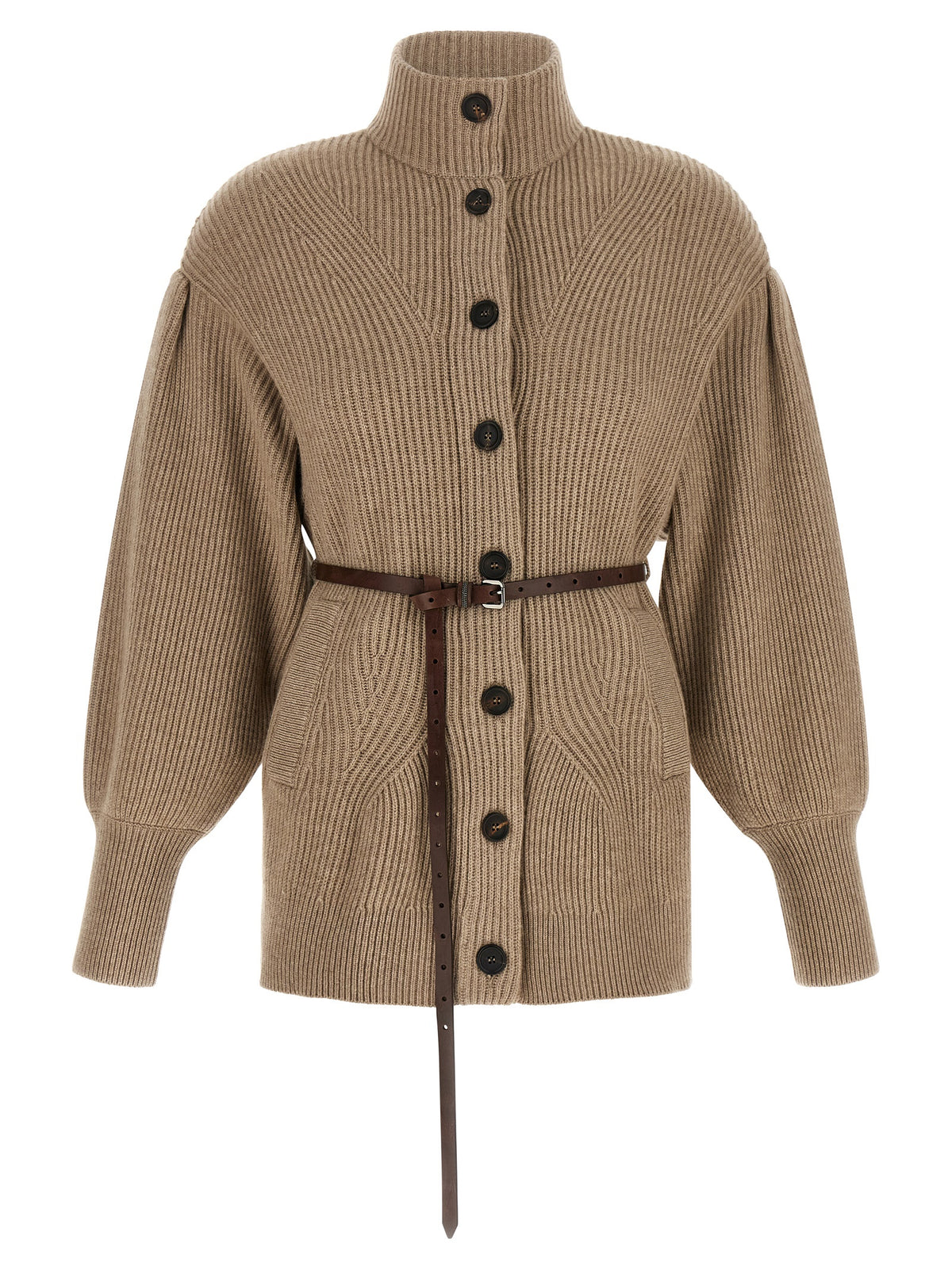 Brunello Cucinelli Beigefarbener Cardigan aus Schurwolle
