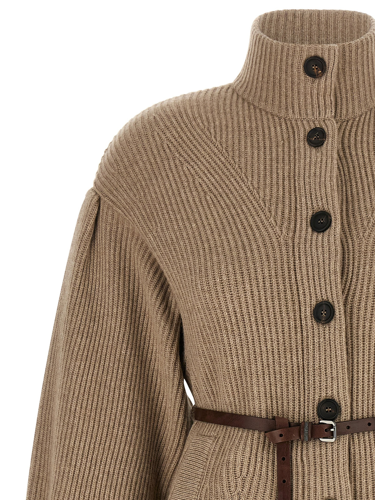Brunello Cucinelli Beigefarbener Cardigan aus Schurwolle