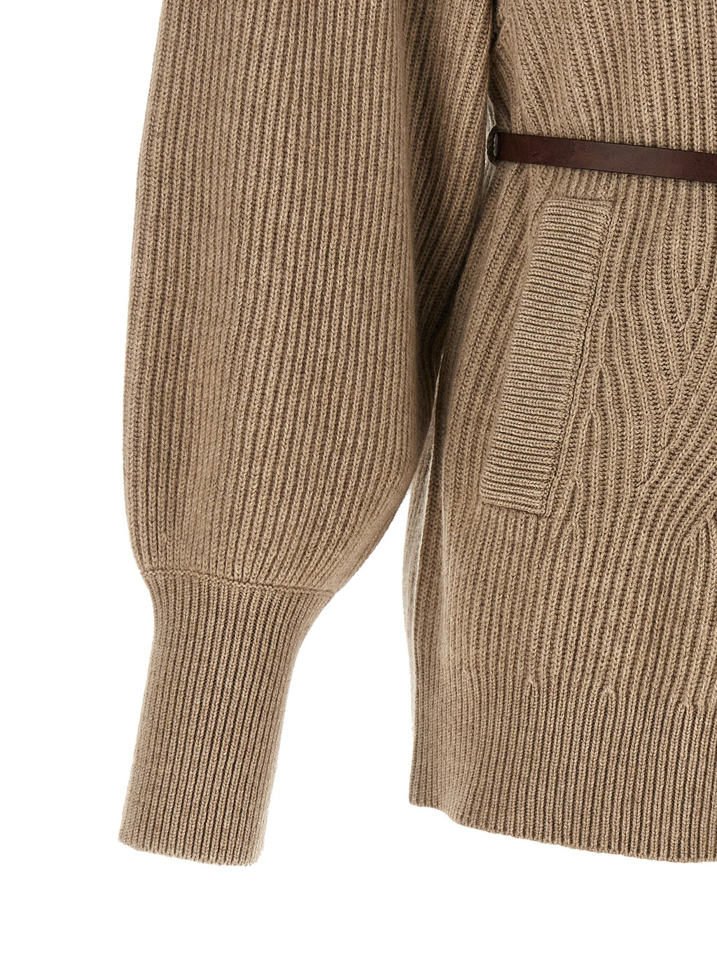 Brunello Cucinelli Beigefarbener Cardigan aus Schurwolle