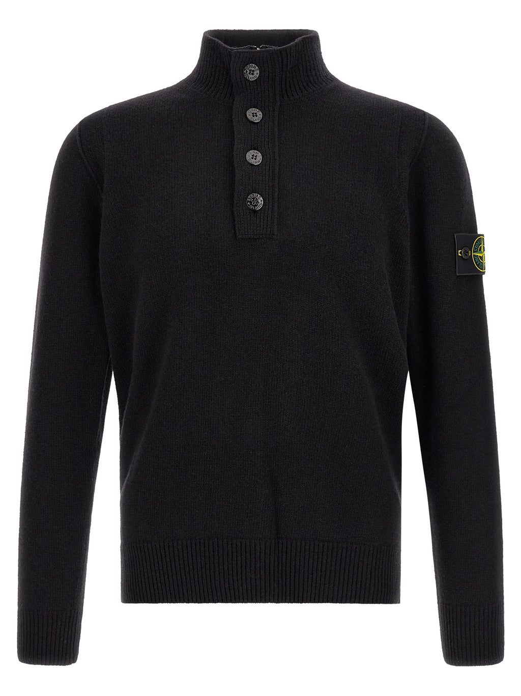 Stone Island Schwarzer Cardigan aus Schurwolle