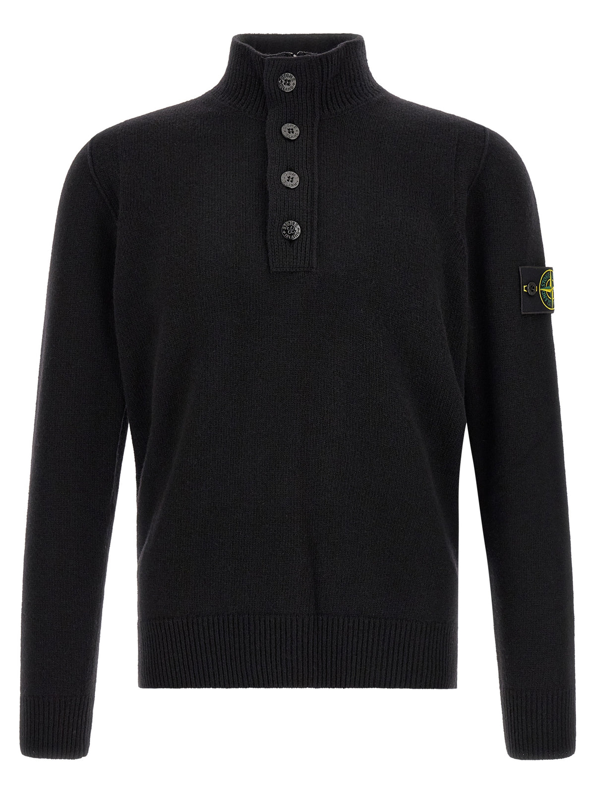 Stone Island Schwarzer Cardigan aus Schurwolle