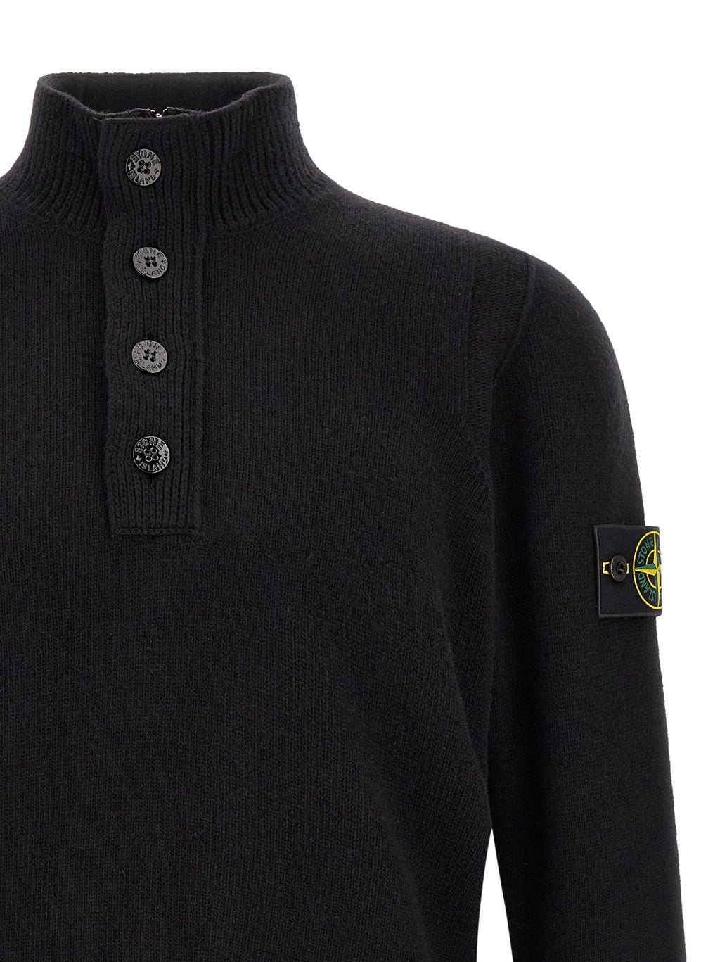 Stone Island Schwarzer Cardigan aus Schurwolle