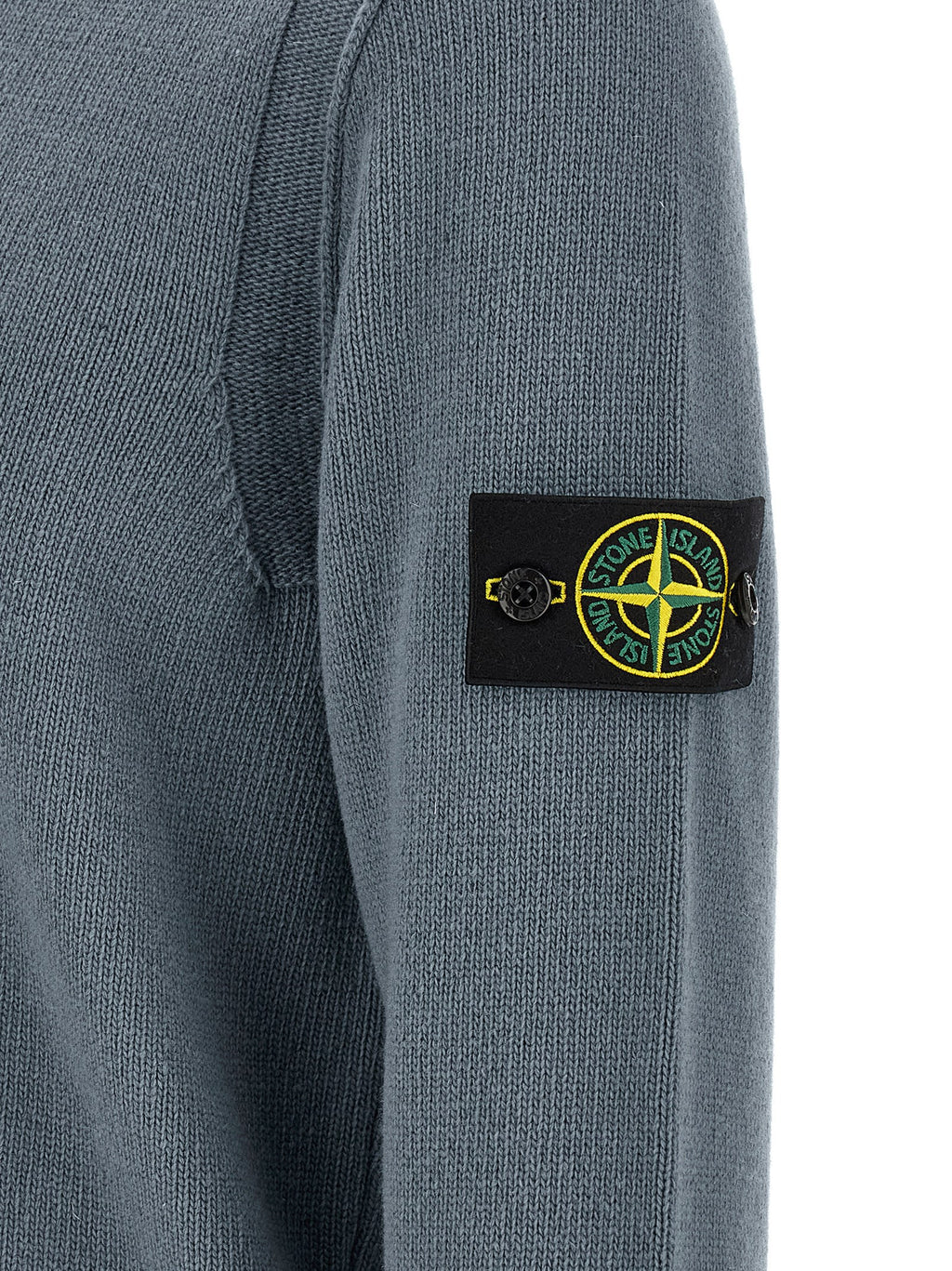 Stone Island Blaue Strickjacke aus Schurwolle