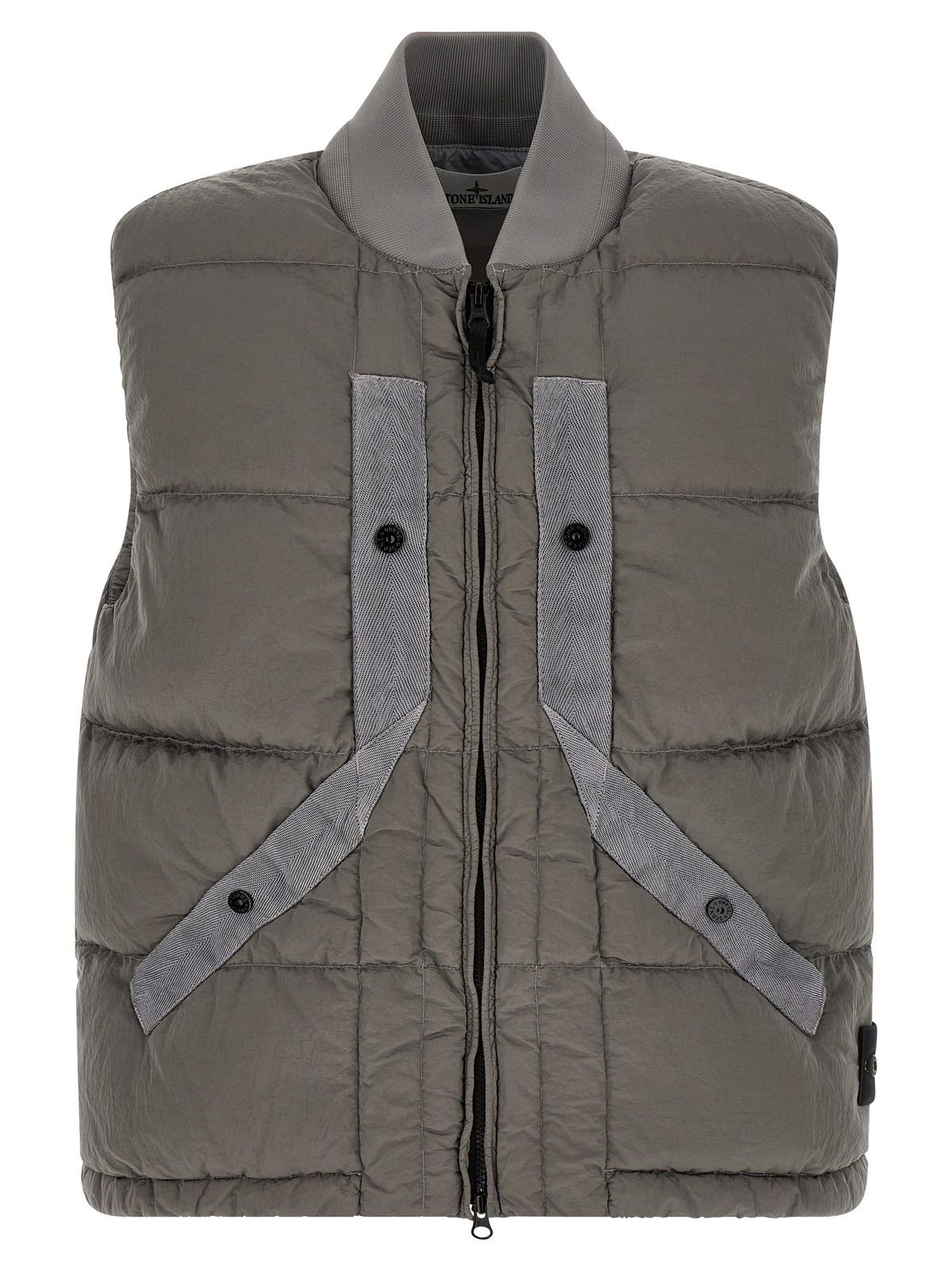 Stone Island Graue ärmellose Jacke aus Polyamid