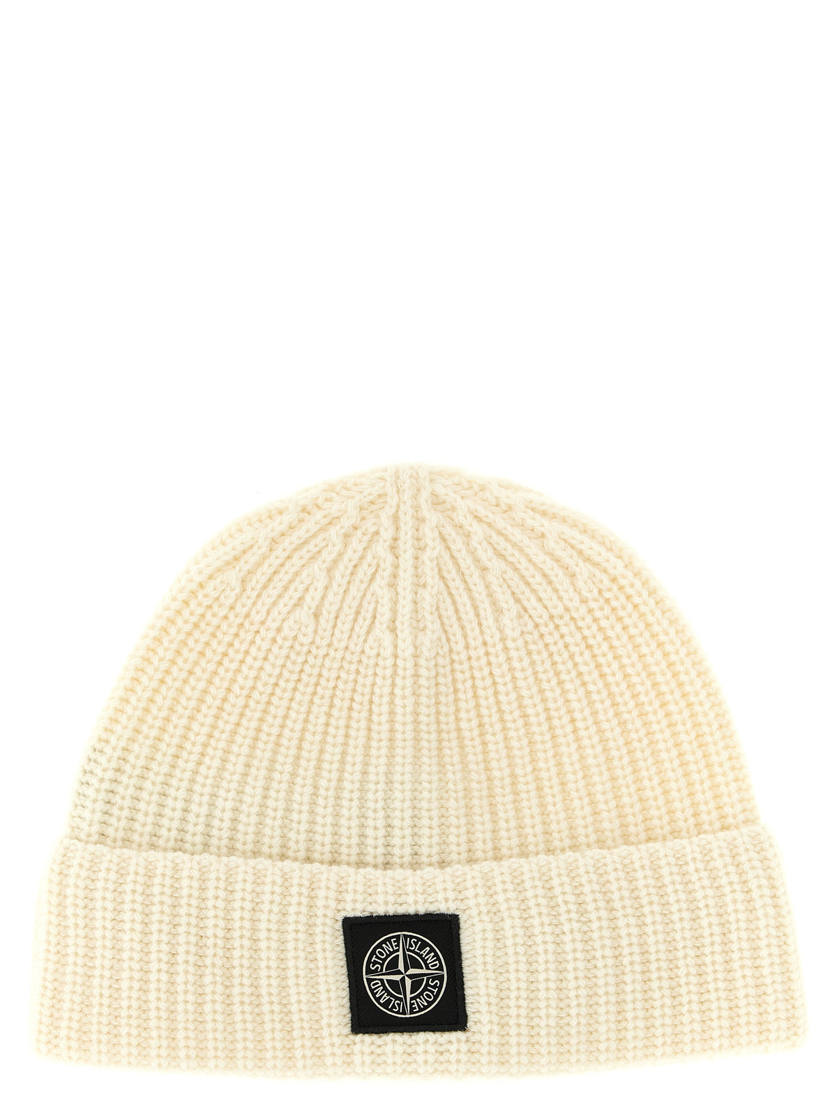 Stone Island Beanie aus weißer Schurwolle