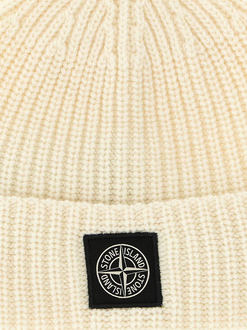 Stone Island Beanie aus weißer Schurwolle