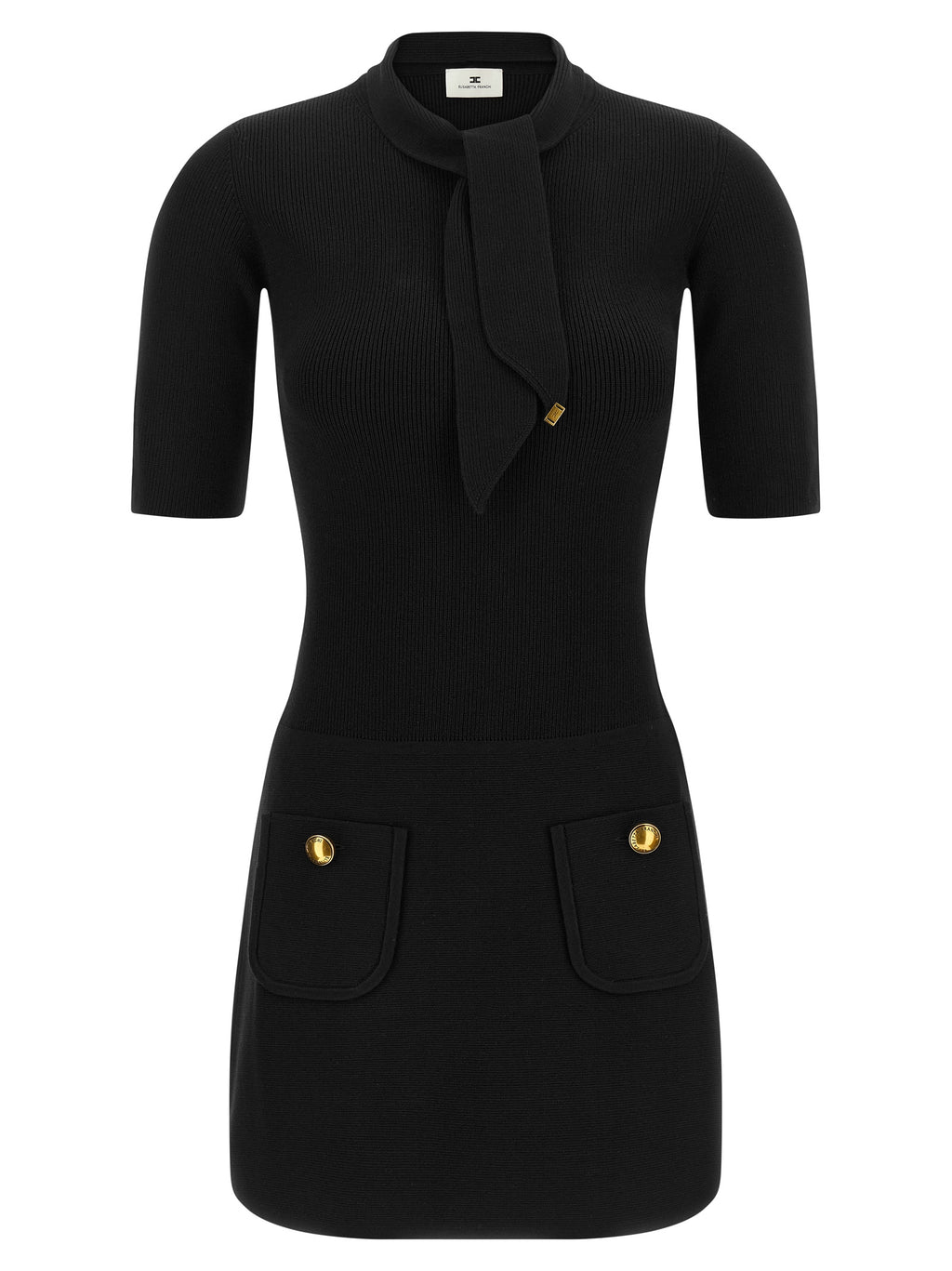 Elisabetta Franchi Schwarzes kurzes Viskosekleid