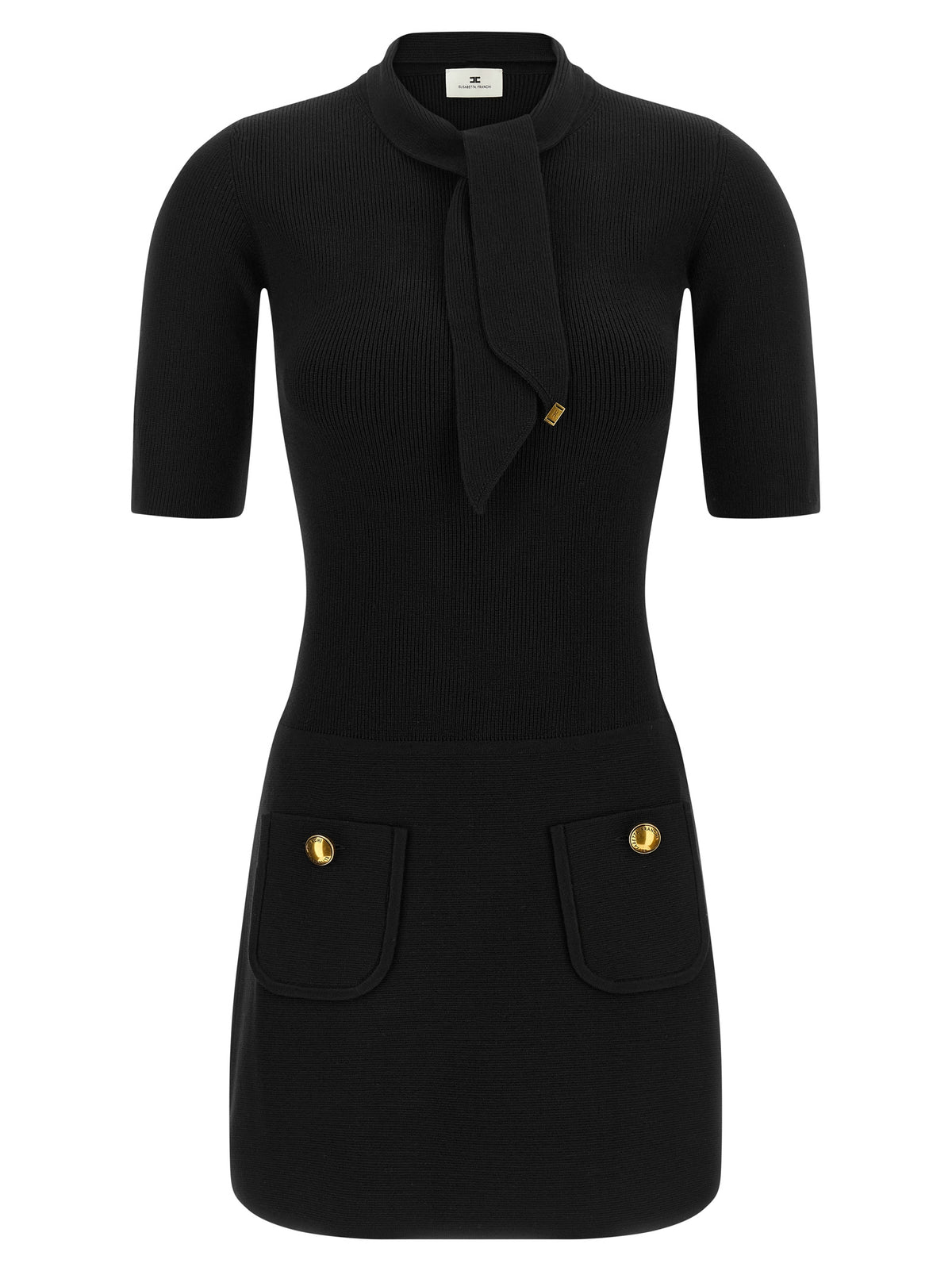 Elisabetta Franchi Schwarzes kurzes Viskosekleid