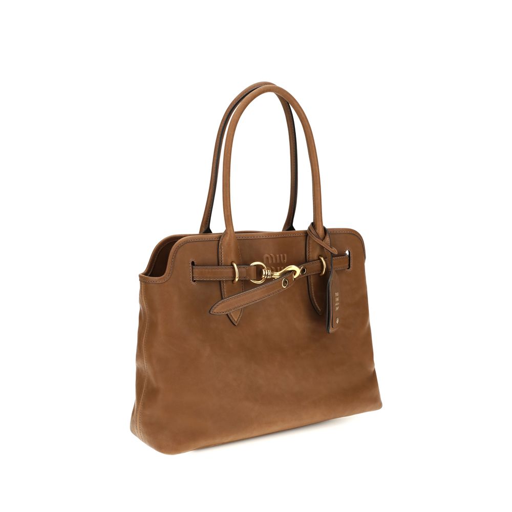 Miu Miu Braune Kalbsleder-Schultertasche aus Bos Taurus