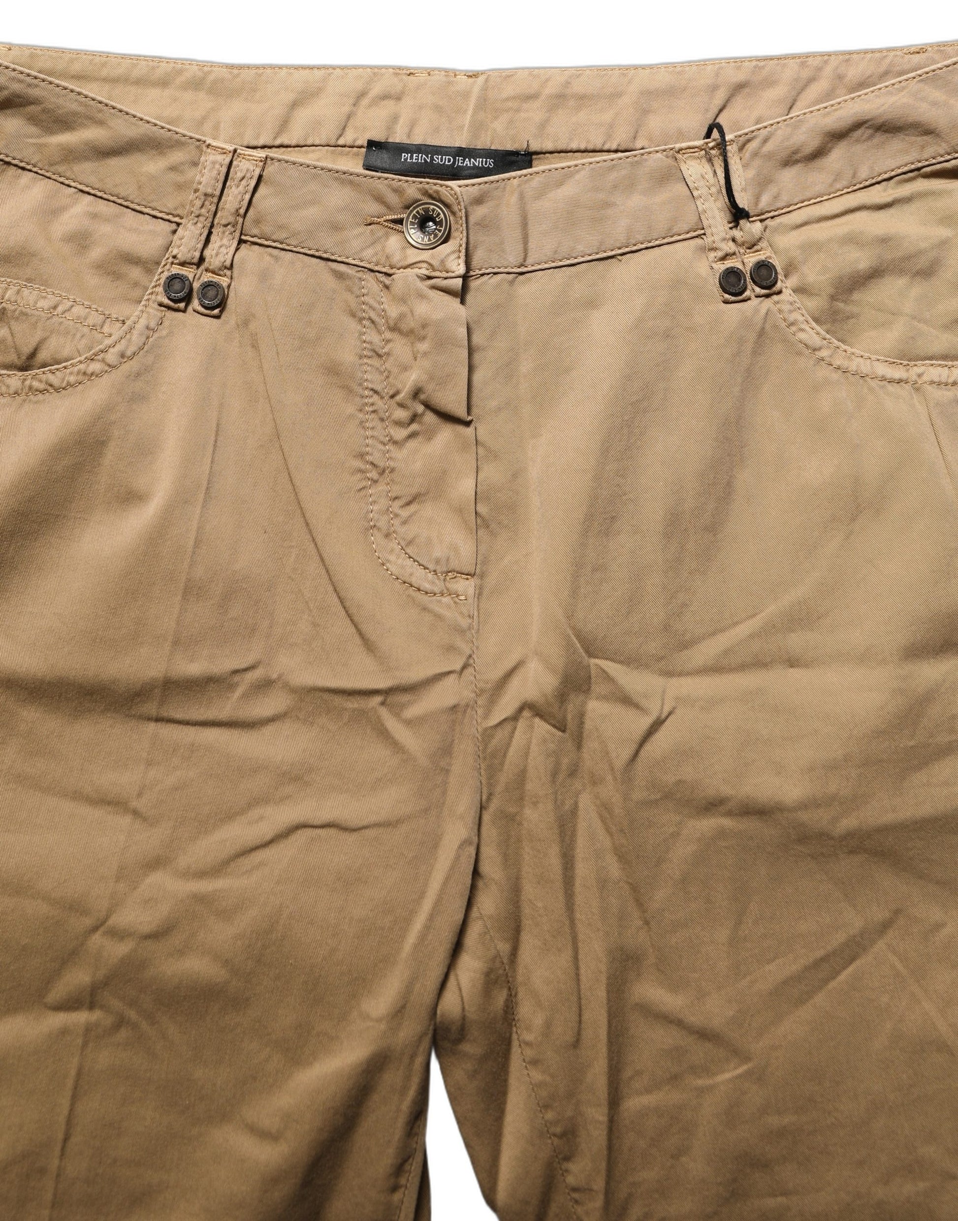 PLEIN SUD Brown Straight Cotton Stretch Chino Pants