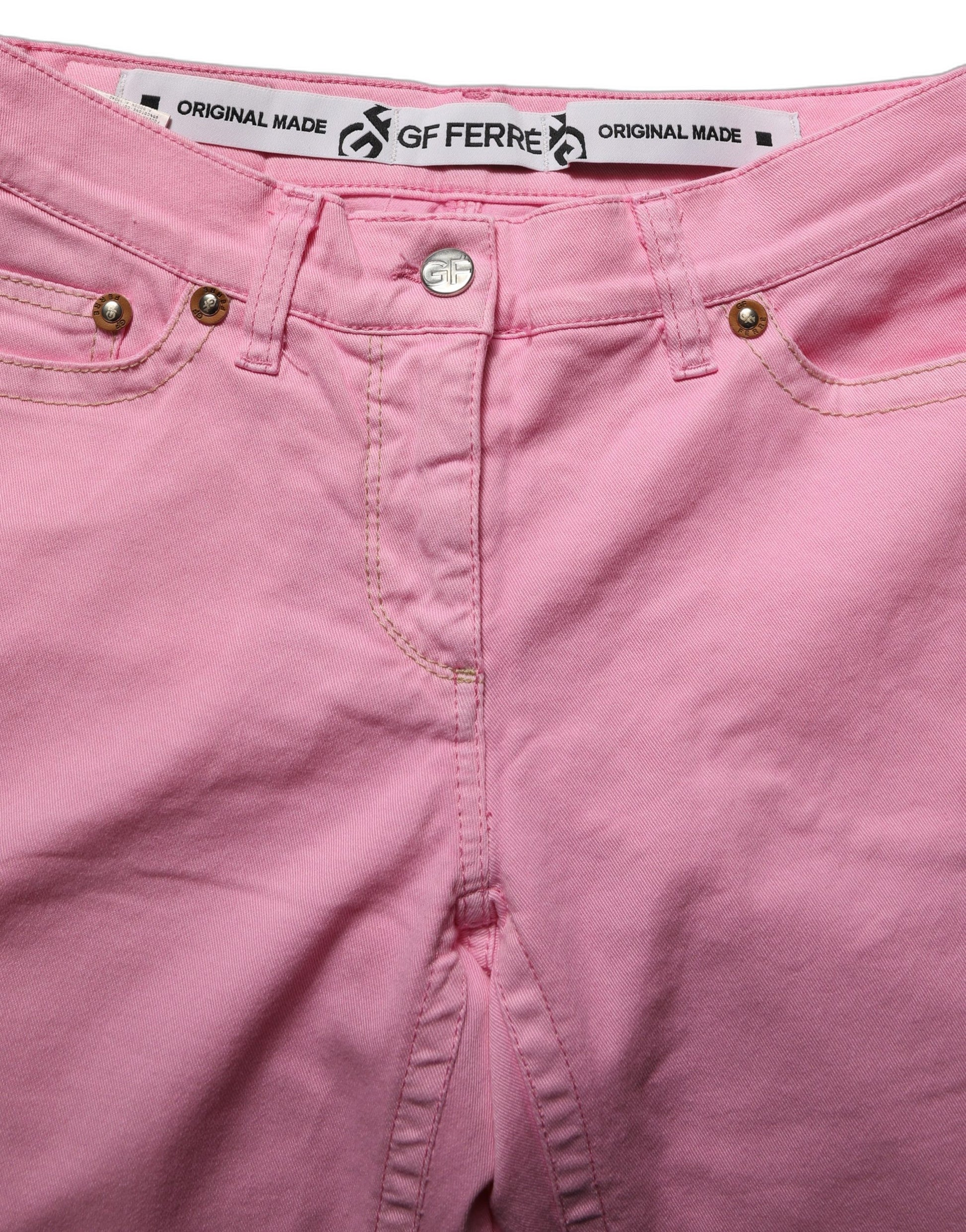 GF Ferre Pink Mid-Waisted Flared Denim Casual Jeans