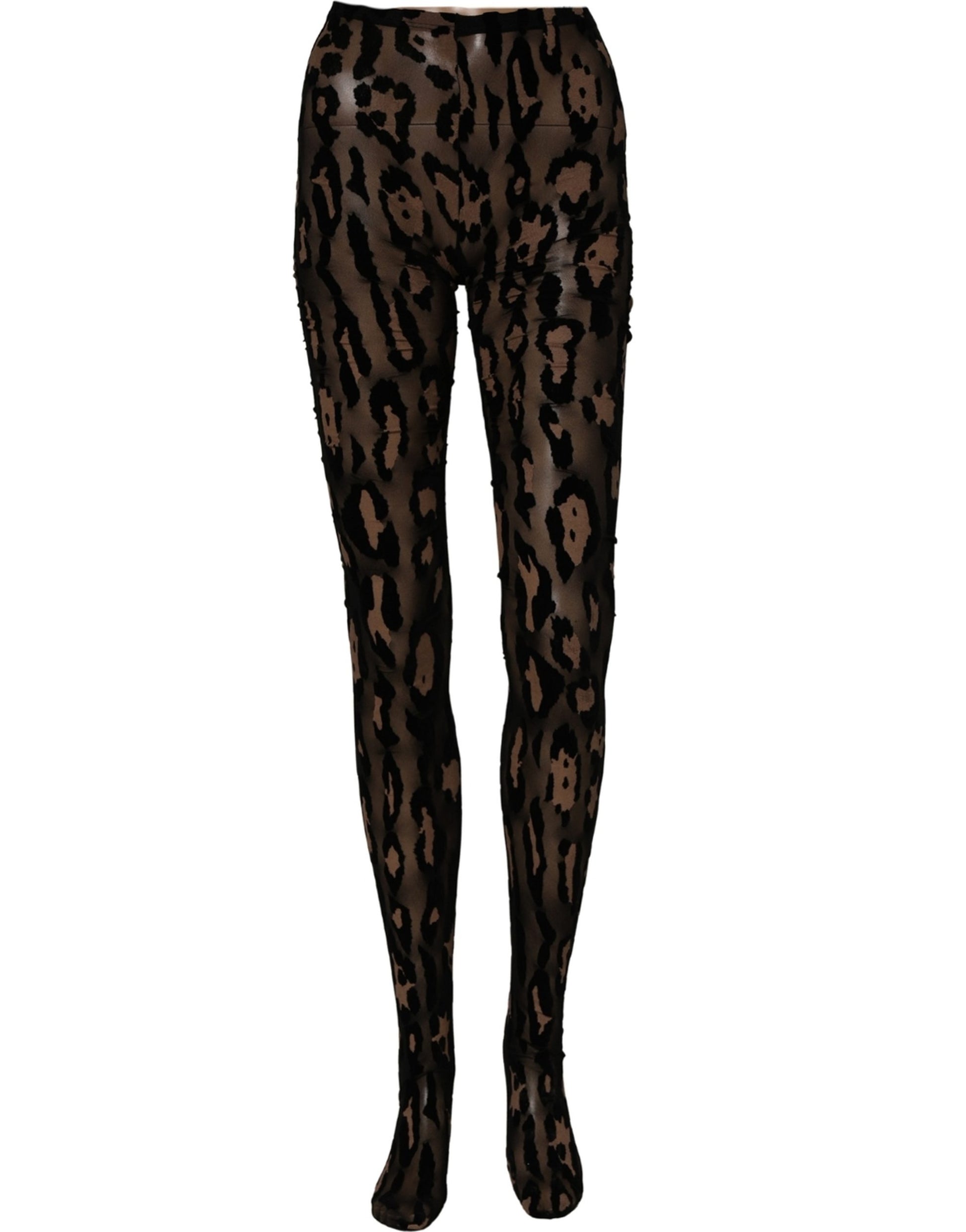 Dolce & Gabbana Black Leopard Nylon Tights Stocking Pantyhose Socks
