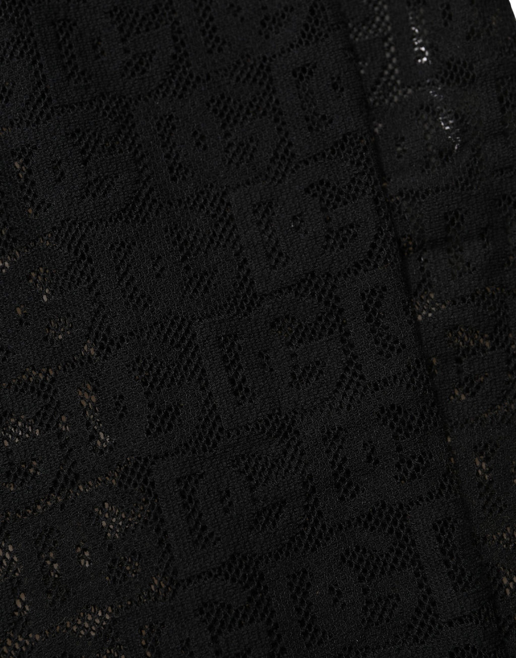 Dolce & Gabbana Black DG Logo Sheer Nylon Thigh High Socks