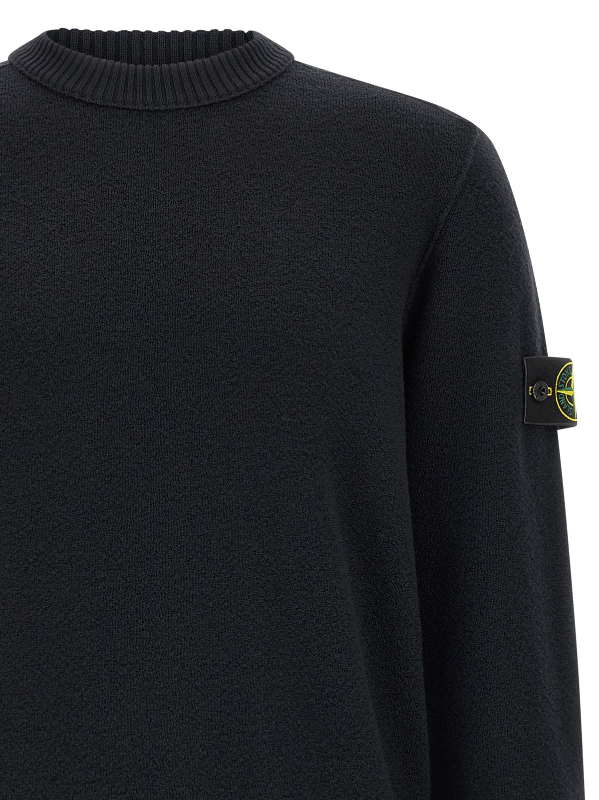 Stone Island Blaue Strickjacke aus Schurwolle