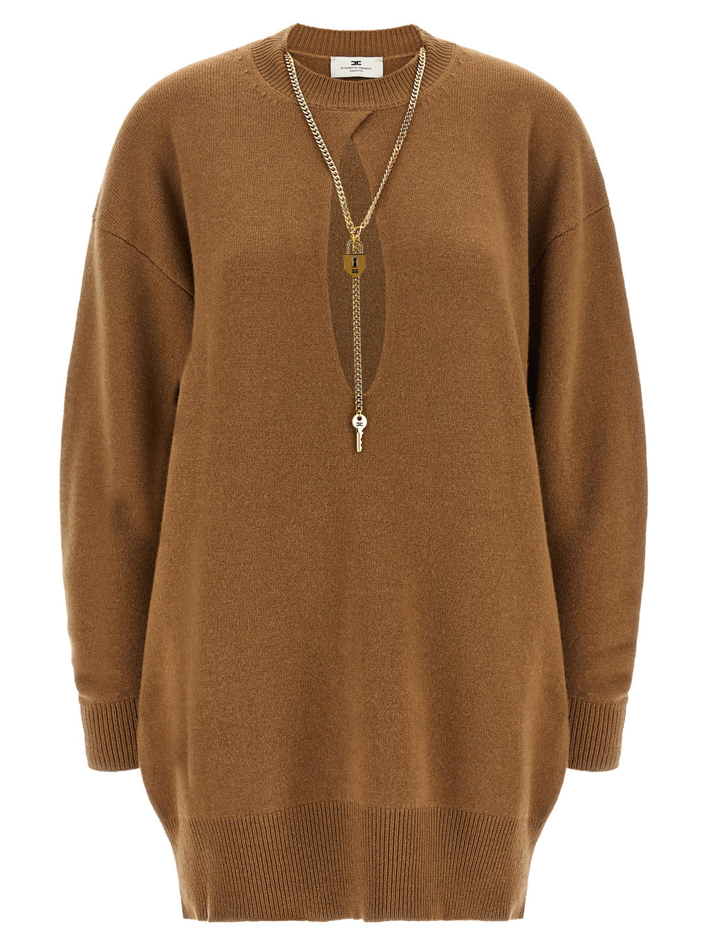 Elisabetta Franchi Brown Wool Short Dress