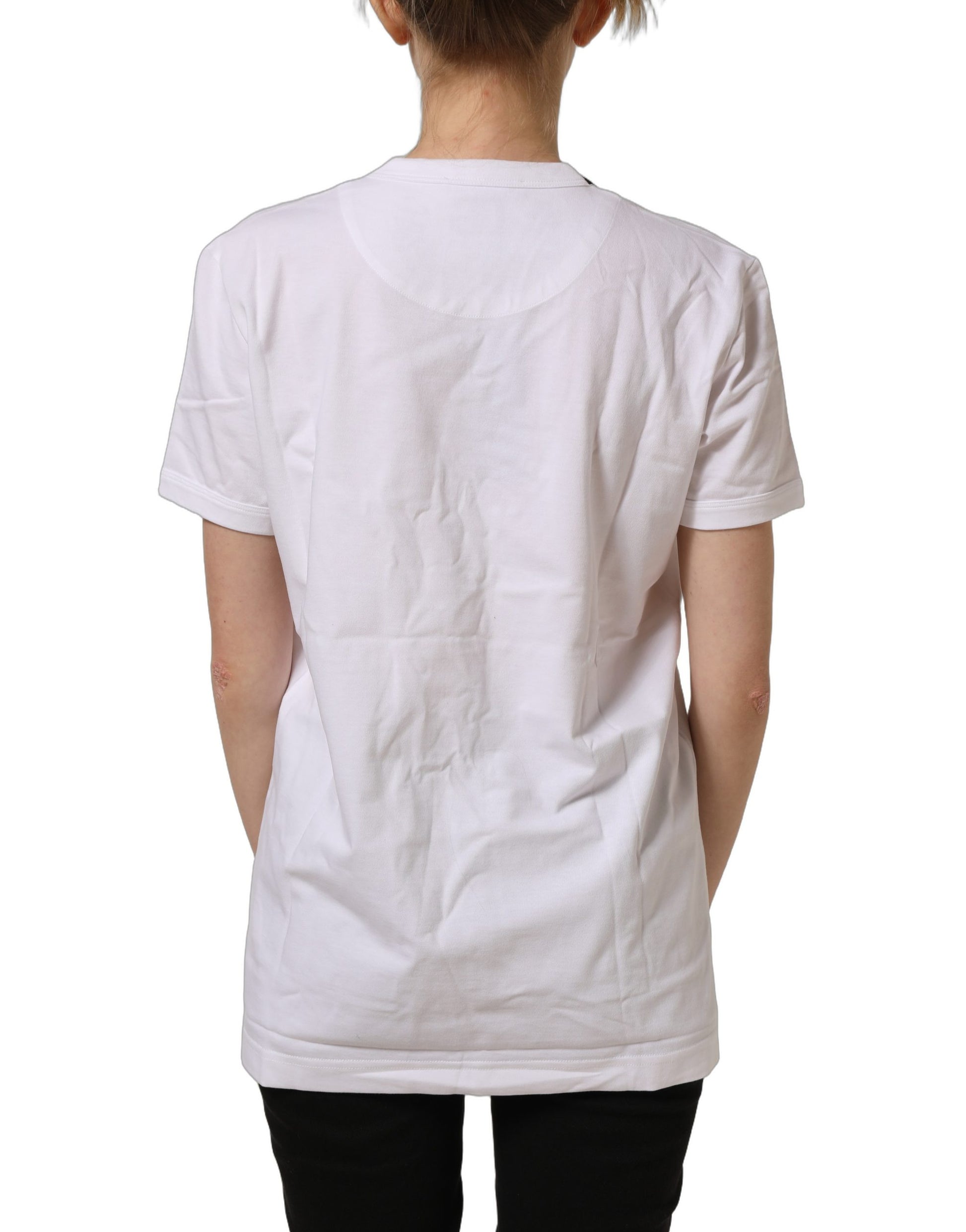 Dolce & Gabbana White Cotton Crew Neck Short Sleeves T-shirt