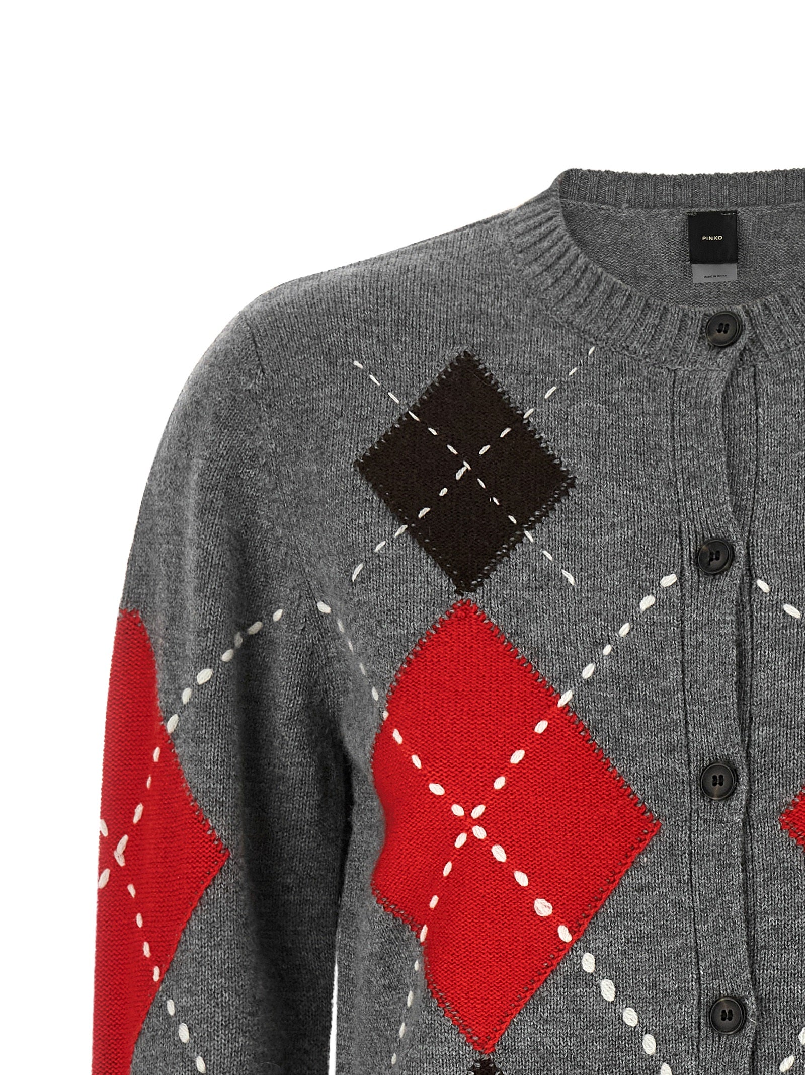 PINKO Gray Wool Cardigan