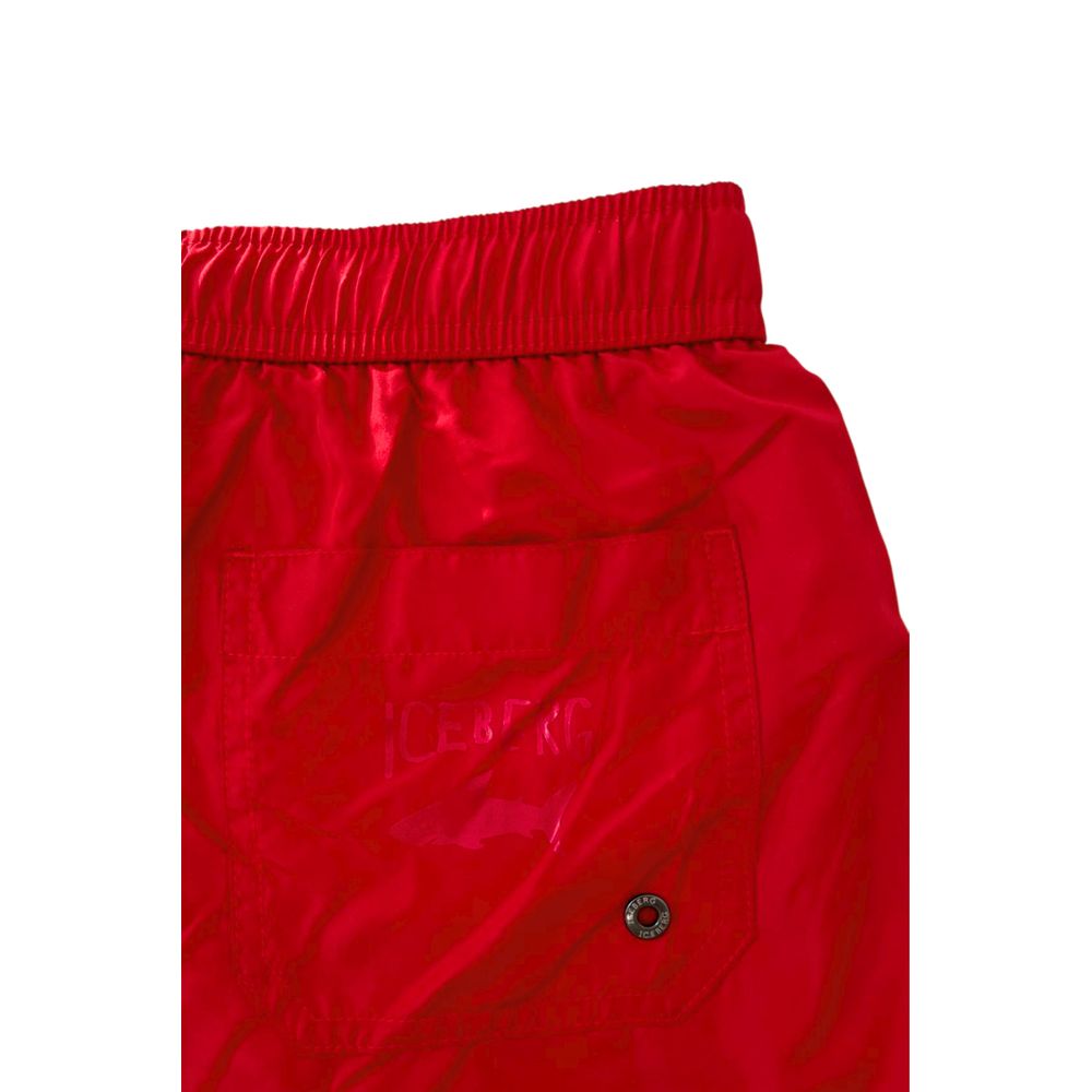 Short de bain homme Iceberg rouge en polyester