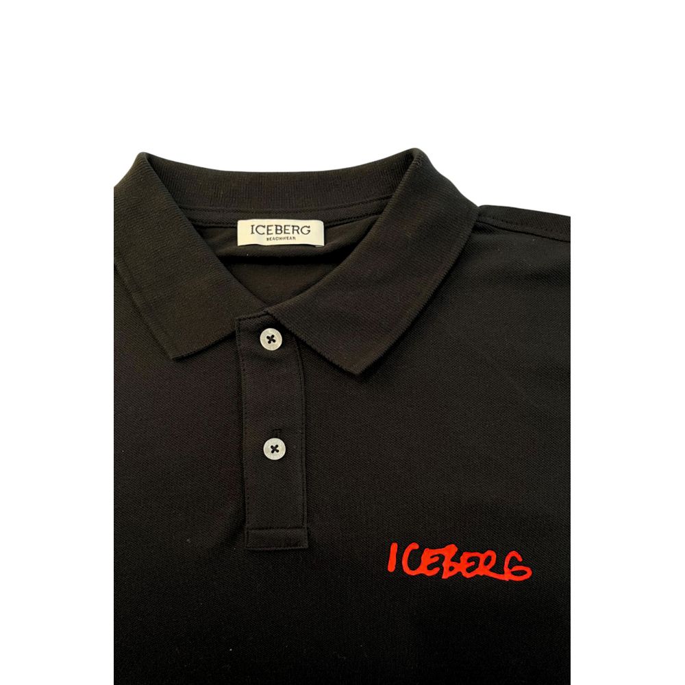 Polo homme Iceberg en coton noir