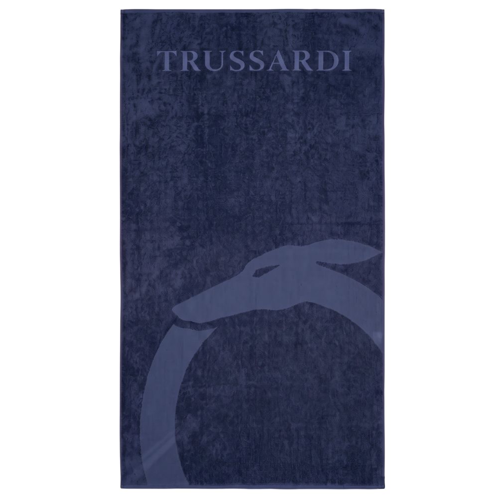 Trussardi Beachwear Serviette de Plage Homme en Coton Bleu