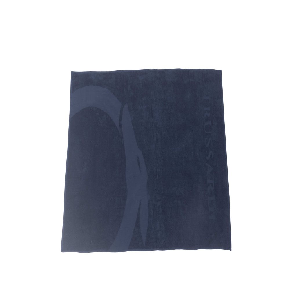 Trussardi Beachwear Serviette de Plage Homme en Coton Bleu