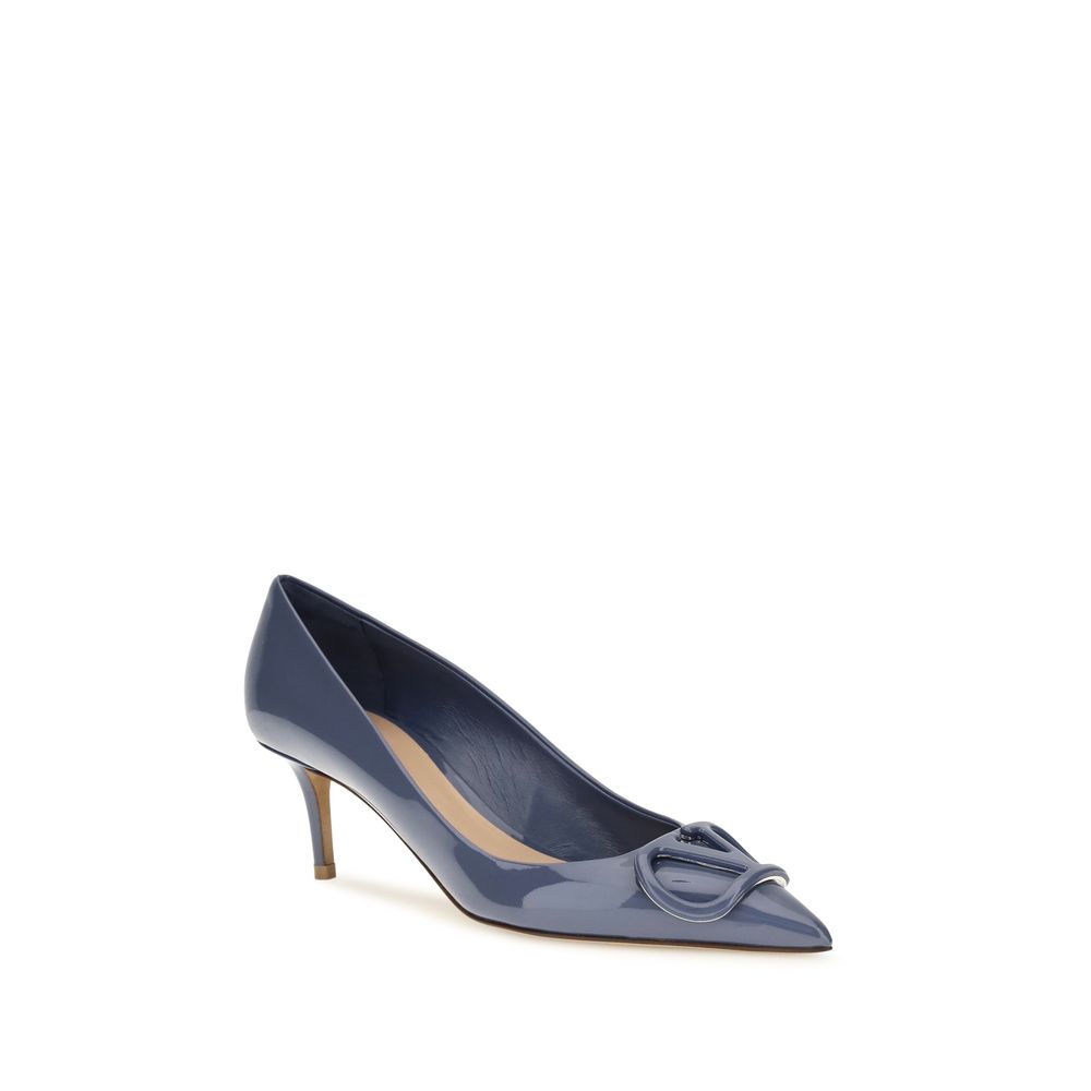 Valentino Garavani Blaue Kalbsleder Bos Taurus Pumps mit hohem Absatz