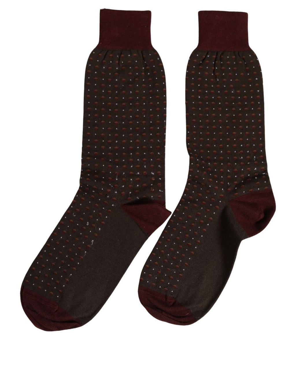 Dolce & Gabbana Bordeauxfarbene, gepunktete kniehohe Wollsocken