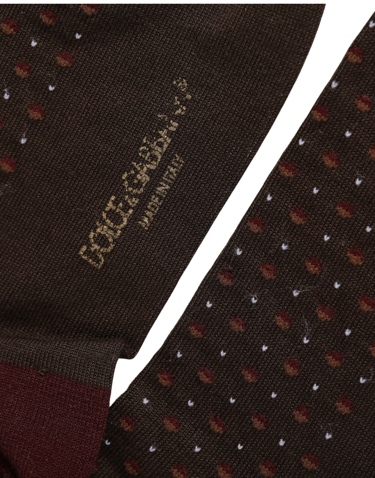 Dolce & Gabbana Bordeauxfarbene, gepunktete kniehohe Wollsocken