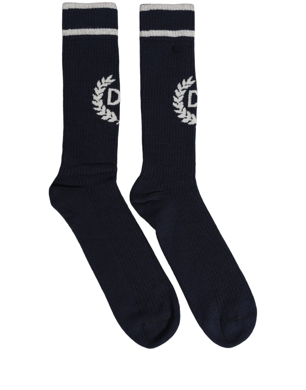 Dolce & Gabbana Herren kniehohe Socken marineblau mit DG-Logo