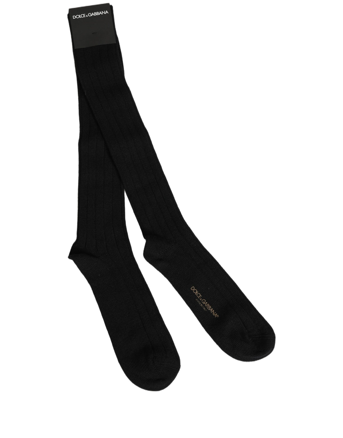 Dolce & Gabbana Schwarze DG Logo Print Over The Calf Socken