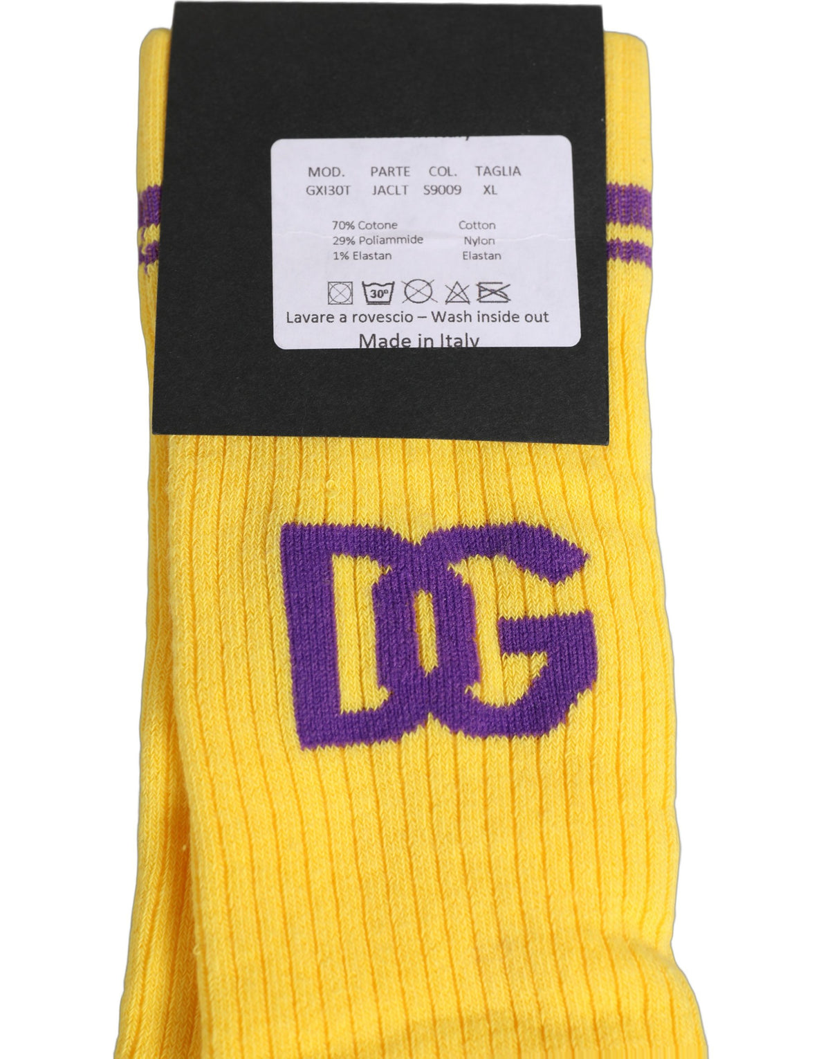 Dolce & Gabbana Herren gelbe DG Logo Socken über der Wade