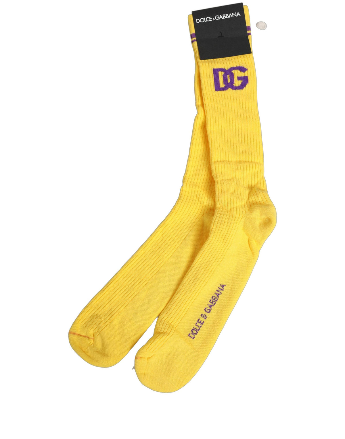 Dolce & Gabbana Herren gelbe DG Logo Socken über der Wade