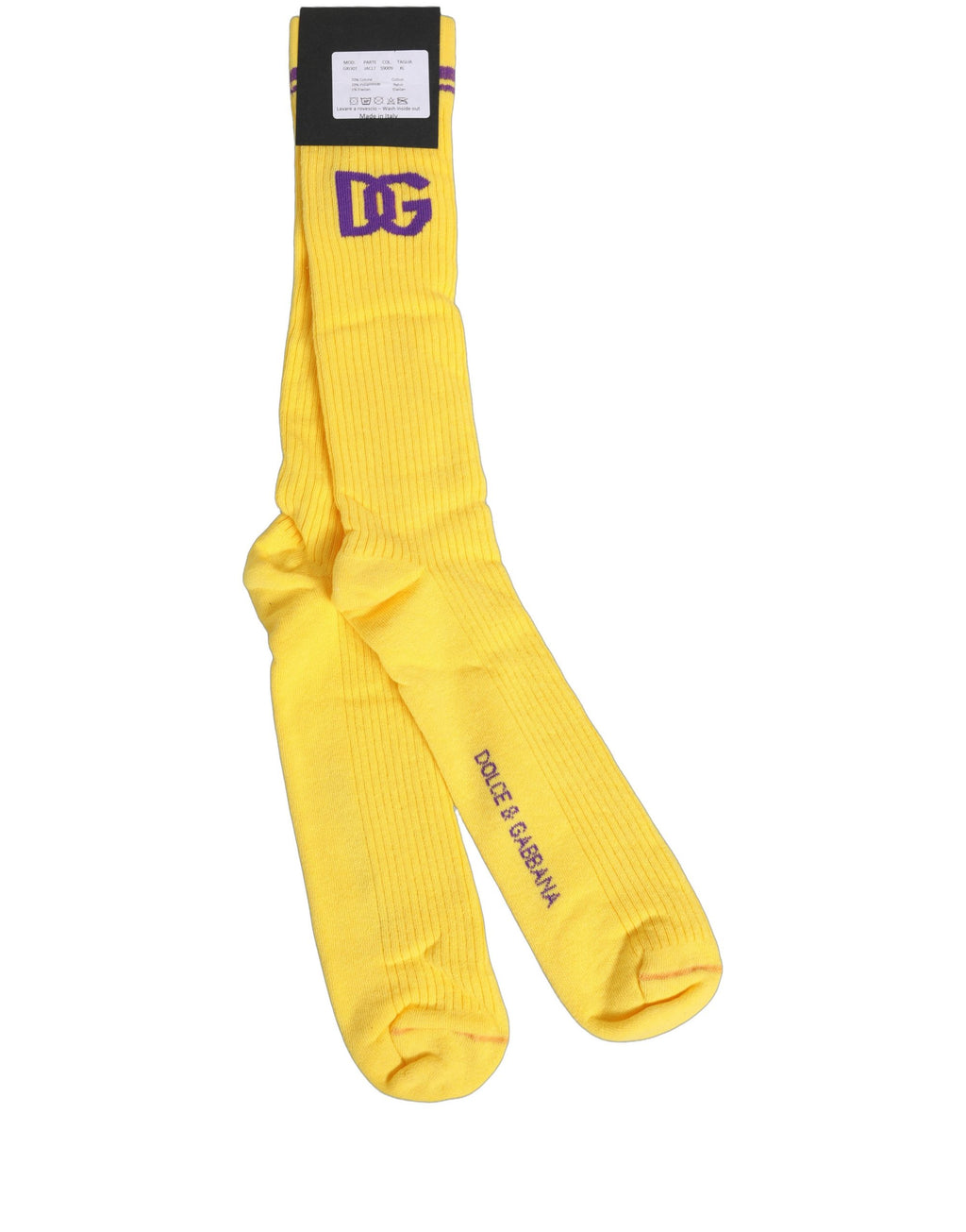 Dolce & Gabbana Herren gelbe DG Logo Socken über der Wade
