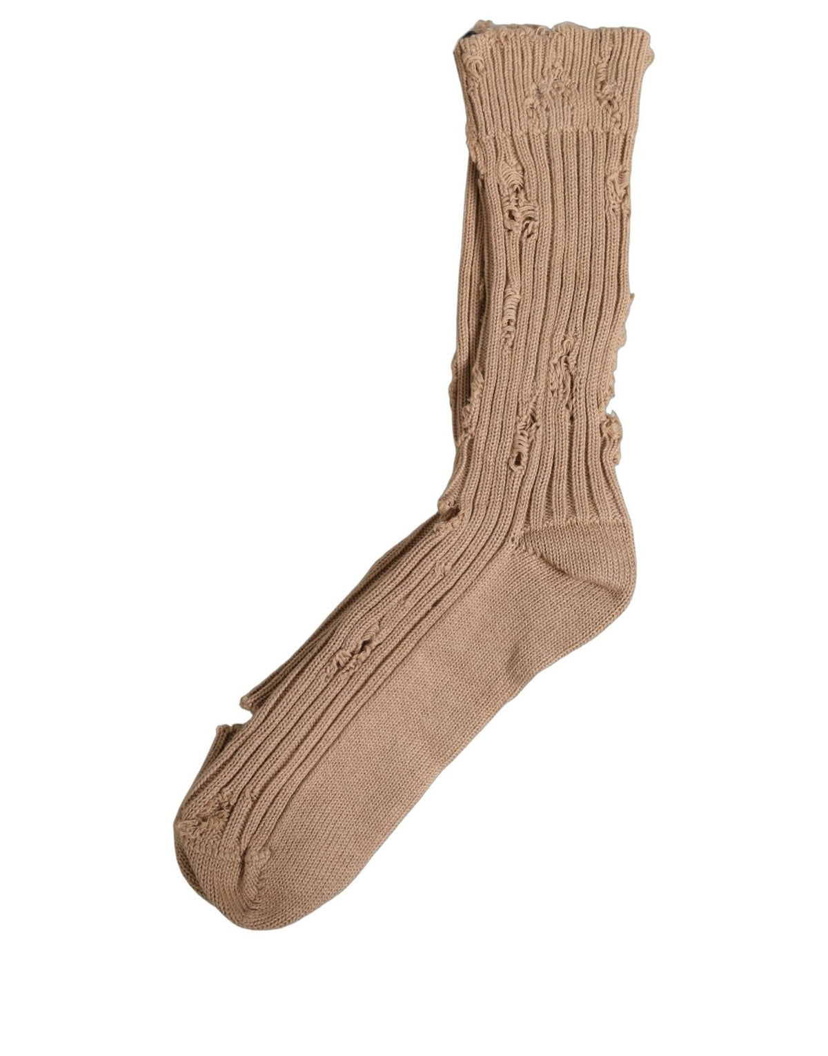Dolce & Gabbana Beige Socken aus Baumwolle mit Distressed-Effekt, wadenlang