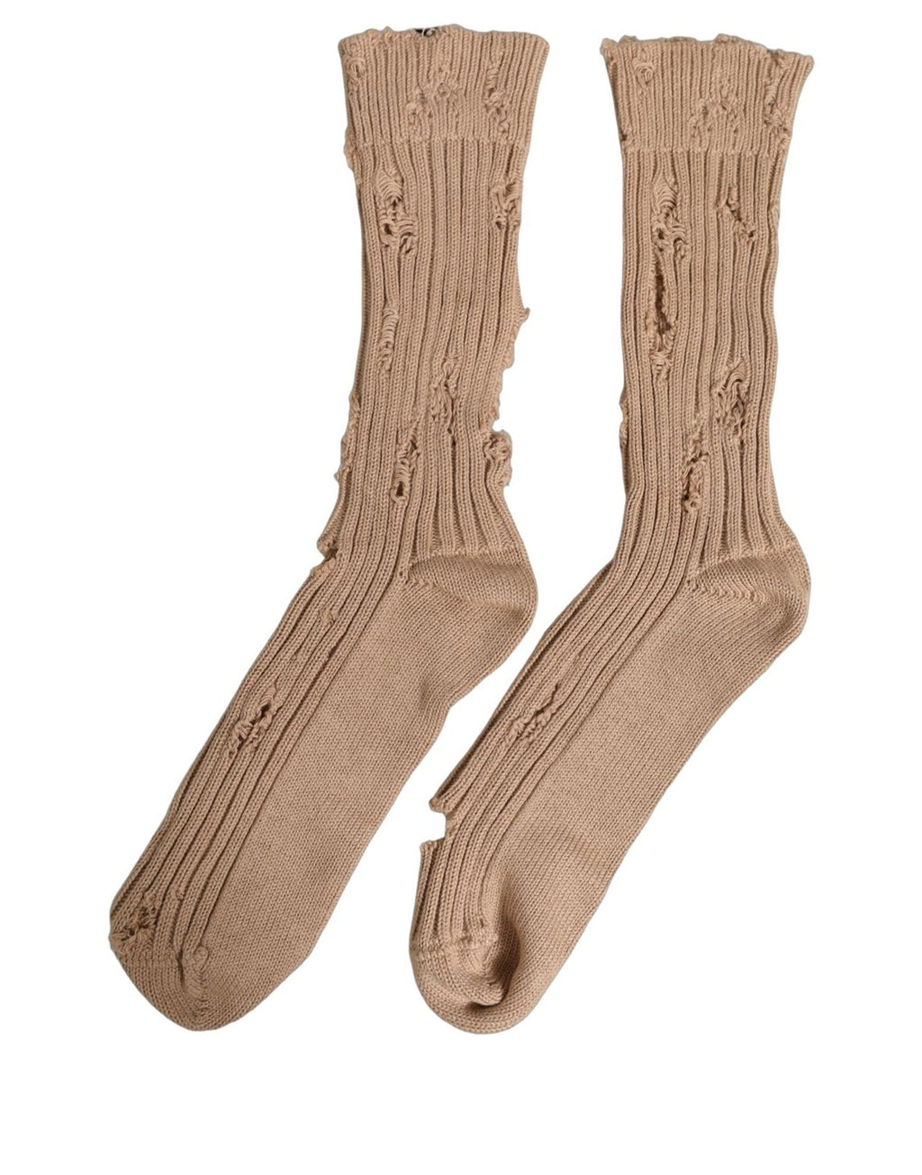 Dolce & Gabbana Beige Socken aus Baumwolle mit Distressed-Effekt, wadenlang