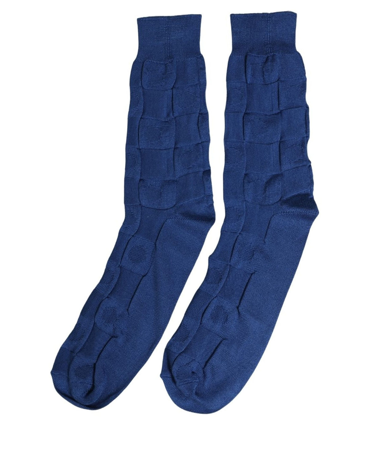 Dolce & Gabbana Royalblaue karierte Seiden-Accessoire-Socken, wadenlang