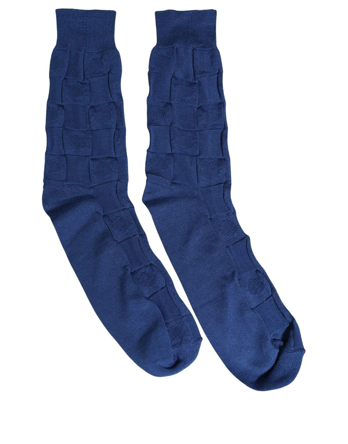 Dolce & Gabbana Royalblaue karierte Seiden-Accessoire-Socken, wadenlang