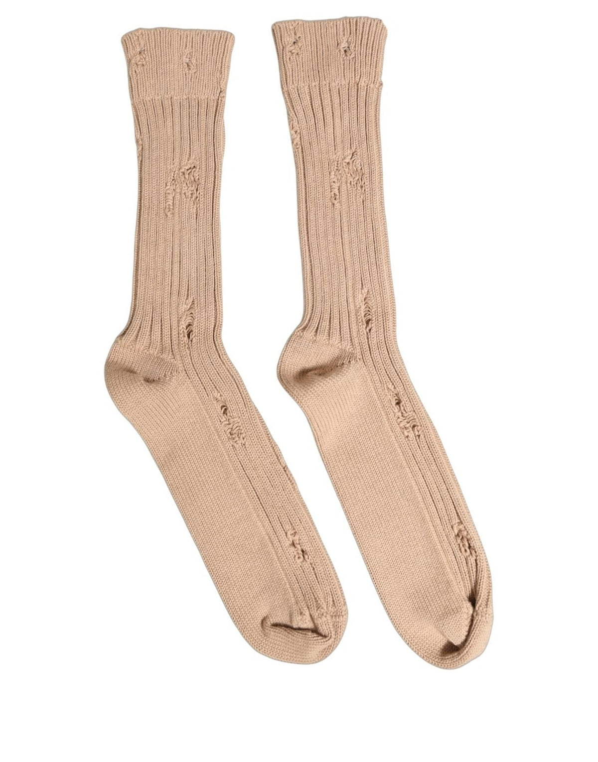 Dolce & Gabbana Beige Baumwoll Socken Mit Gebrauchsspuren Und Mittelhohem Schaft