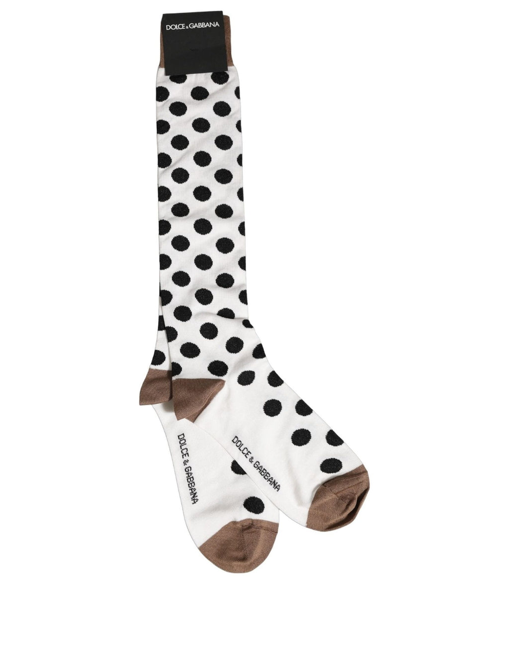 Dolce & Gabbana Weiße Wadenhohe Socken mit Tupfenmuster