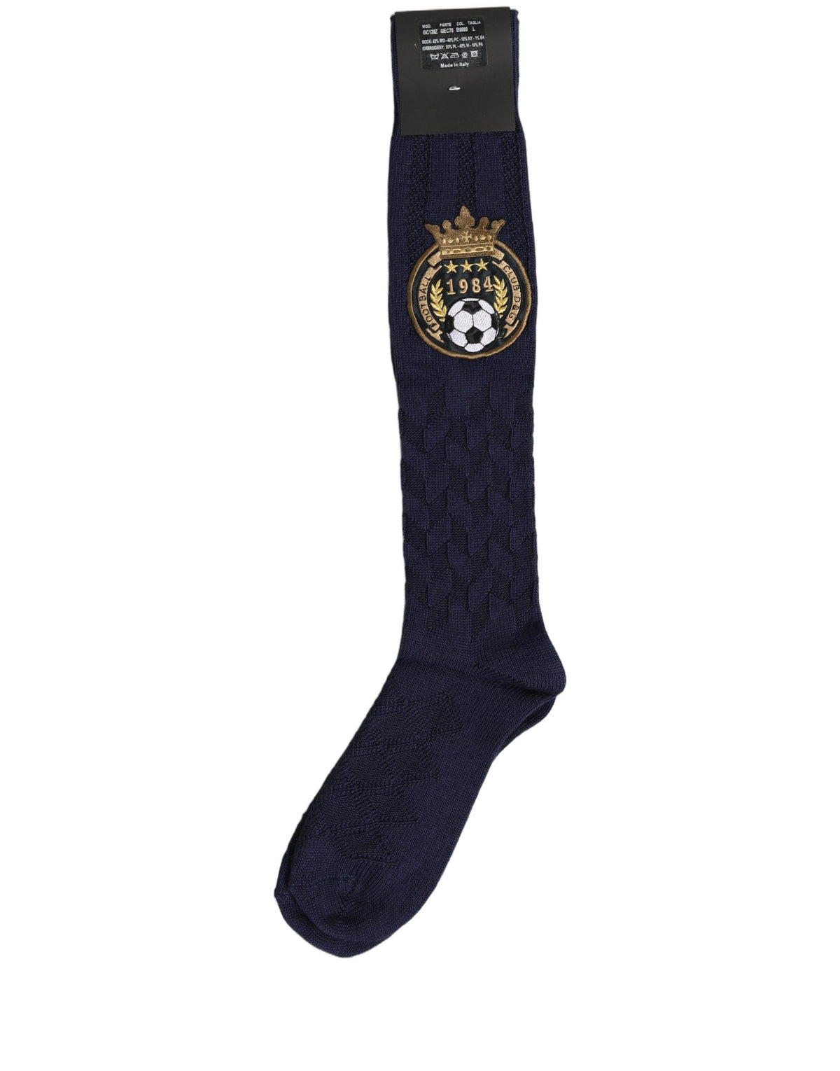 Dolce & Gabbana Kniestrümpfe aus marineblauer Wolle mit Wappen-Logo