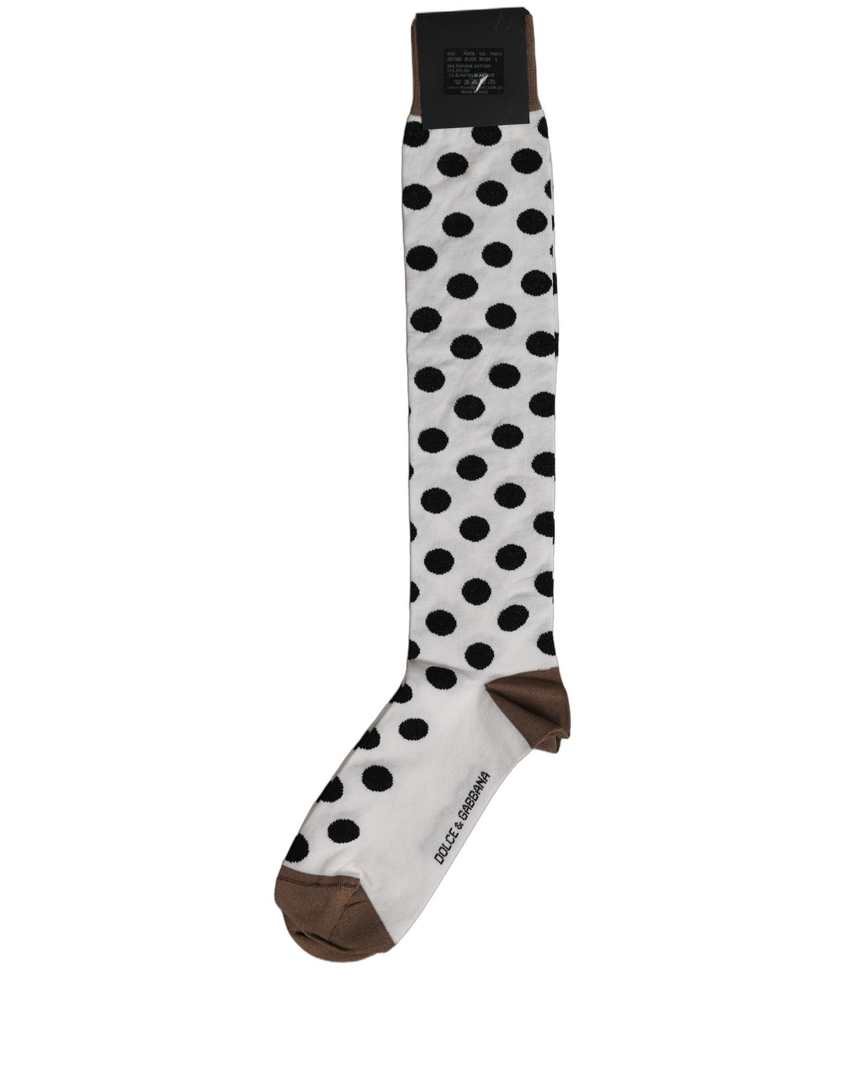 Dolce & Gabbana Weiße Wadenhohe Socken mit Tupfenmuster