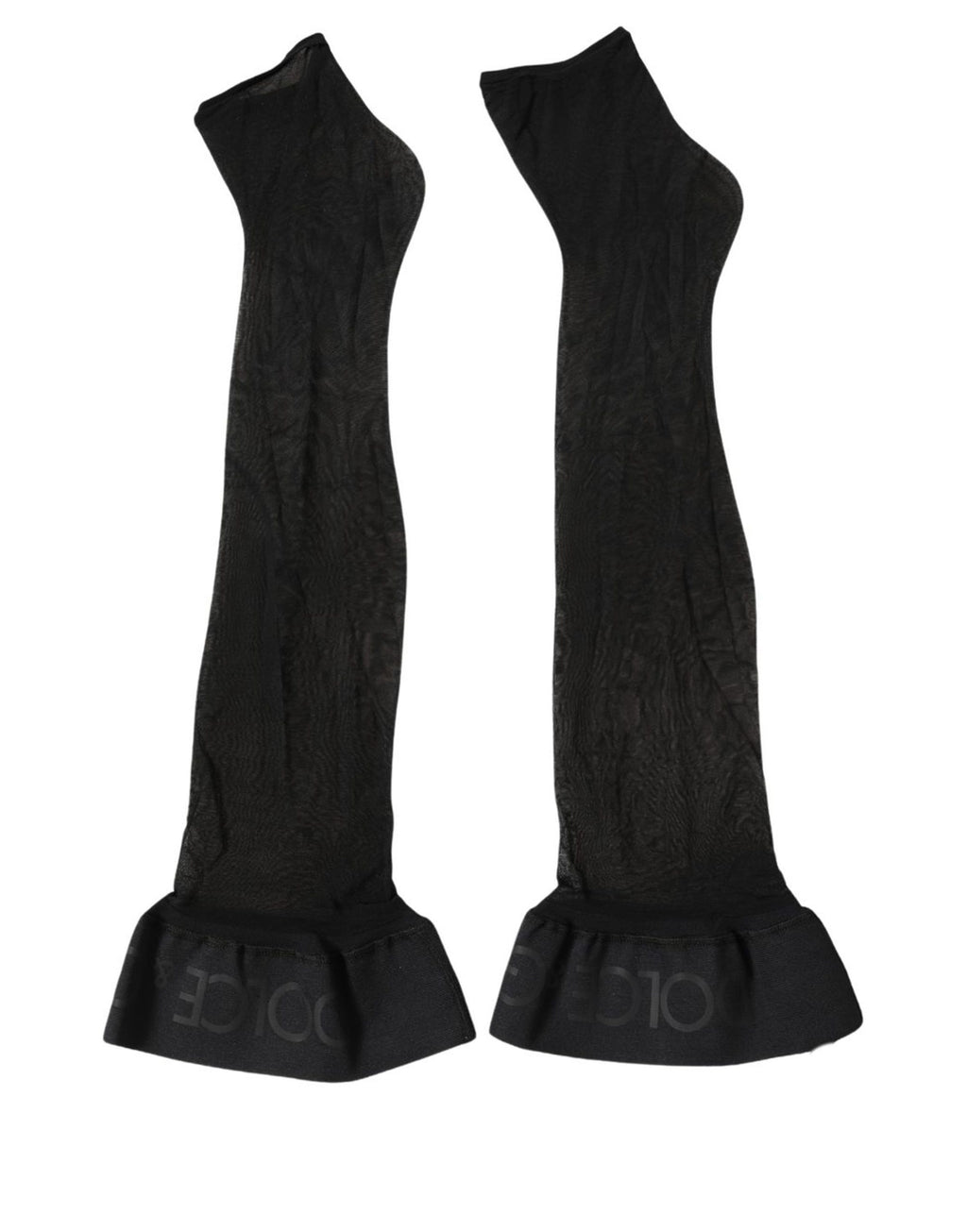 Dolce & Gabbana Schwarze Nylon Logo Wadenlange Damen Accessoire Socken