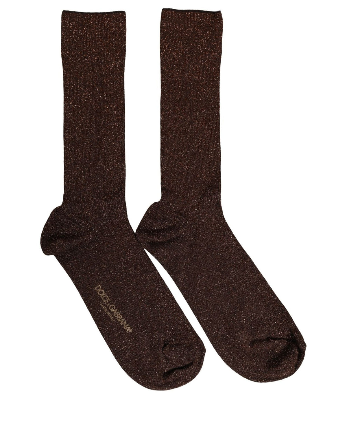 Dolce & Gabbana Dunkelbraune Viskose Logo Wadenhohe Accessoire-Socken